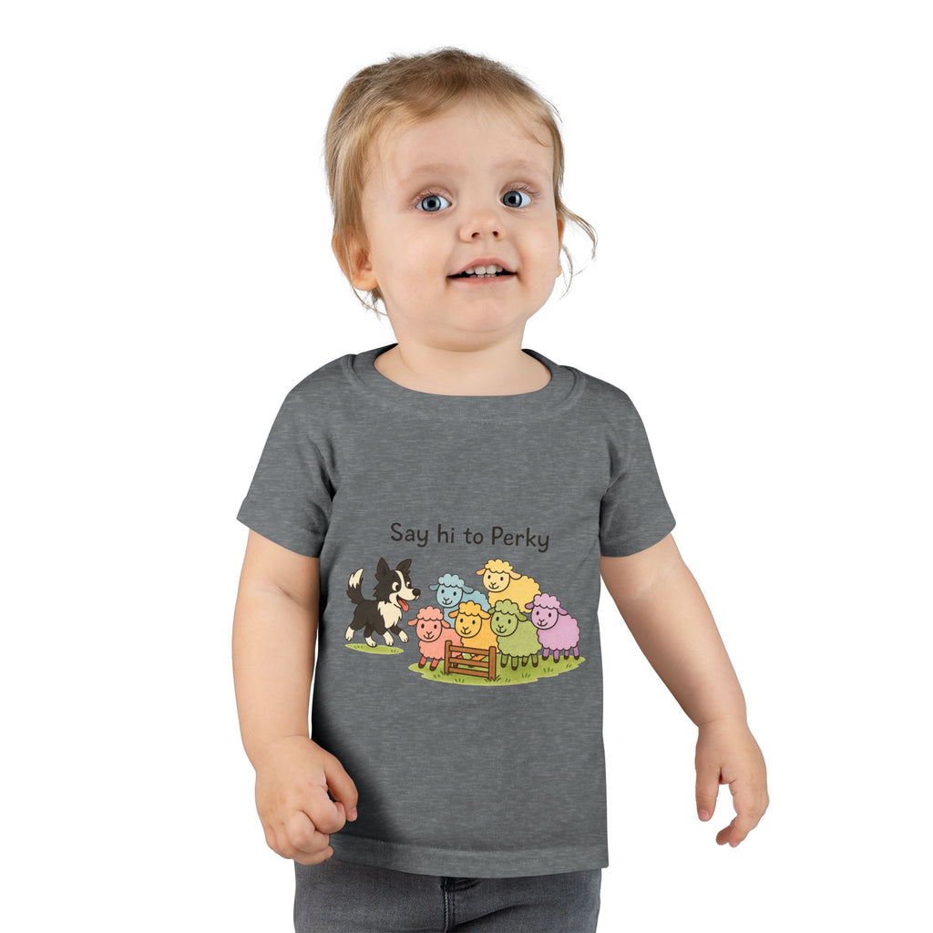 Toddler T-Shirt — "Say Hi to Perky" Cute Pastel Farm Animal Tee
