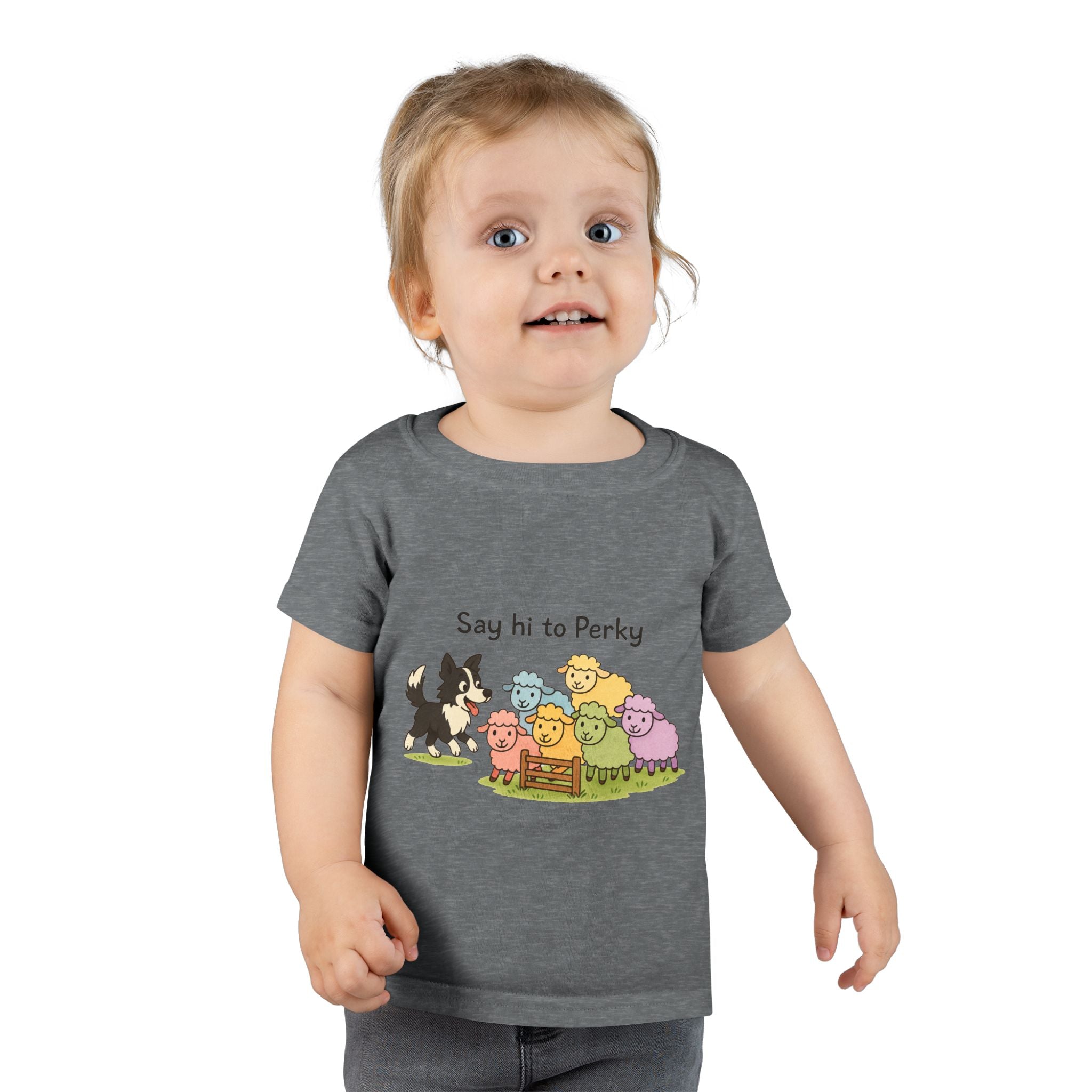 Toddler T-Shirt — "Say Hi to Perky" Cute Pastel Farm Animal Tee