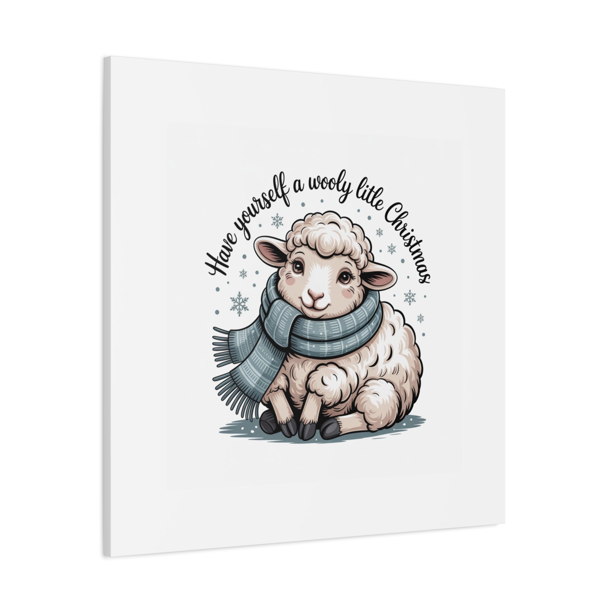 woolly little Christmas sheep Canvas | cozy animal winter print