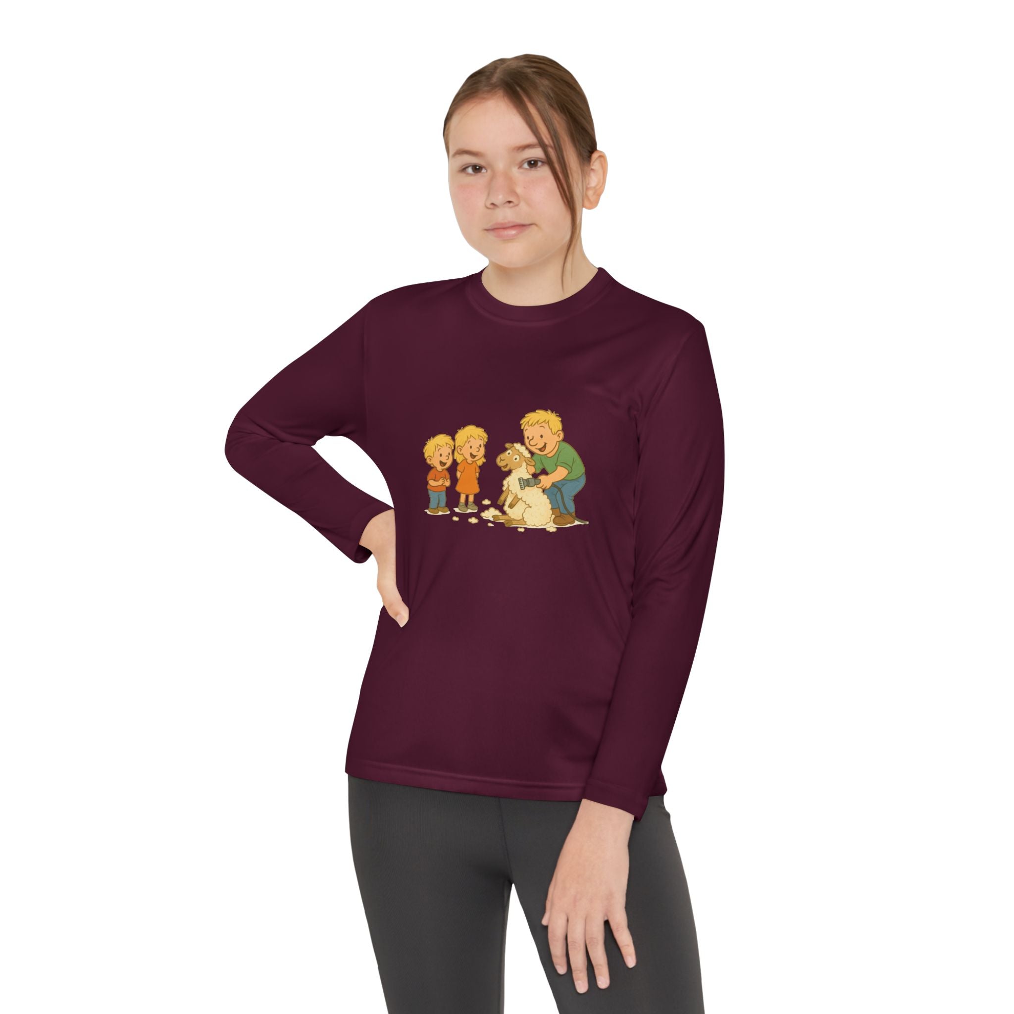 Youth Long Sleeve Tee – Kids & Dad Dog Rescue Illustration