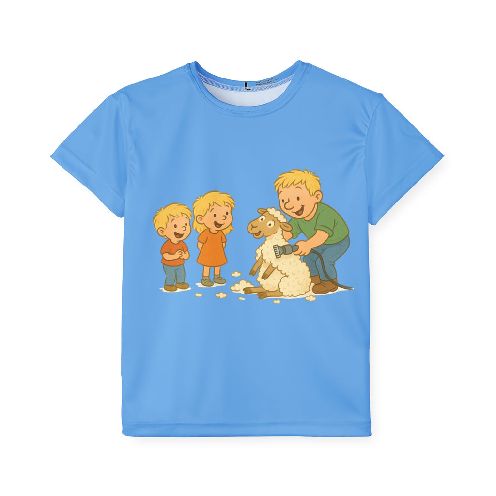Kids Jersey — Farm Visit Cartoon Sheep Shearing Design