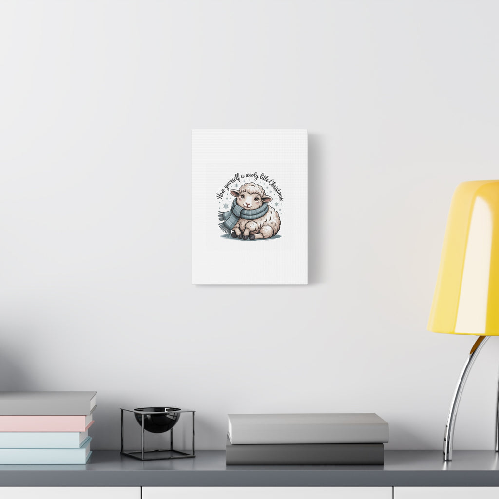 woolly little Christmas sheep Canvas | cozy animal winter print