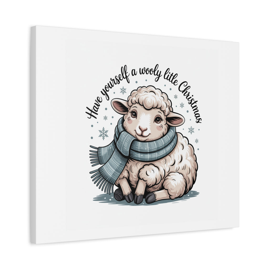 woolly little Christmas sheep Canvas | cozy animal winter print