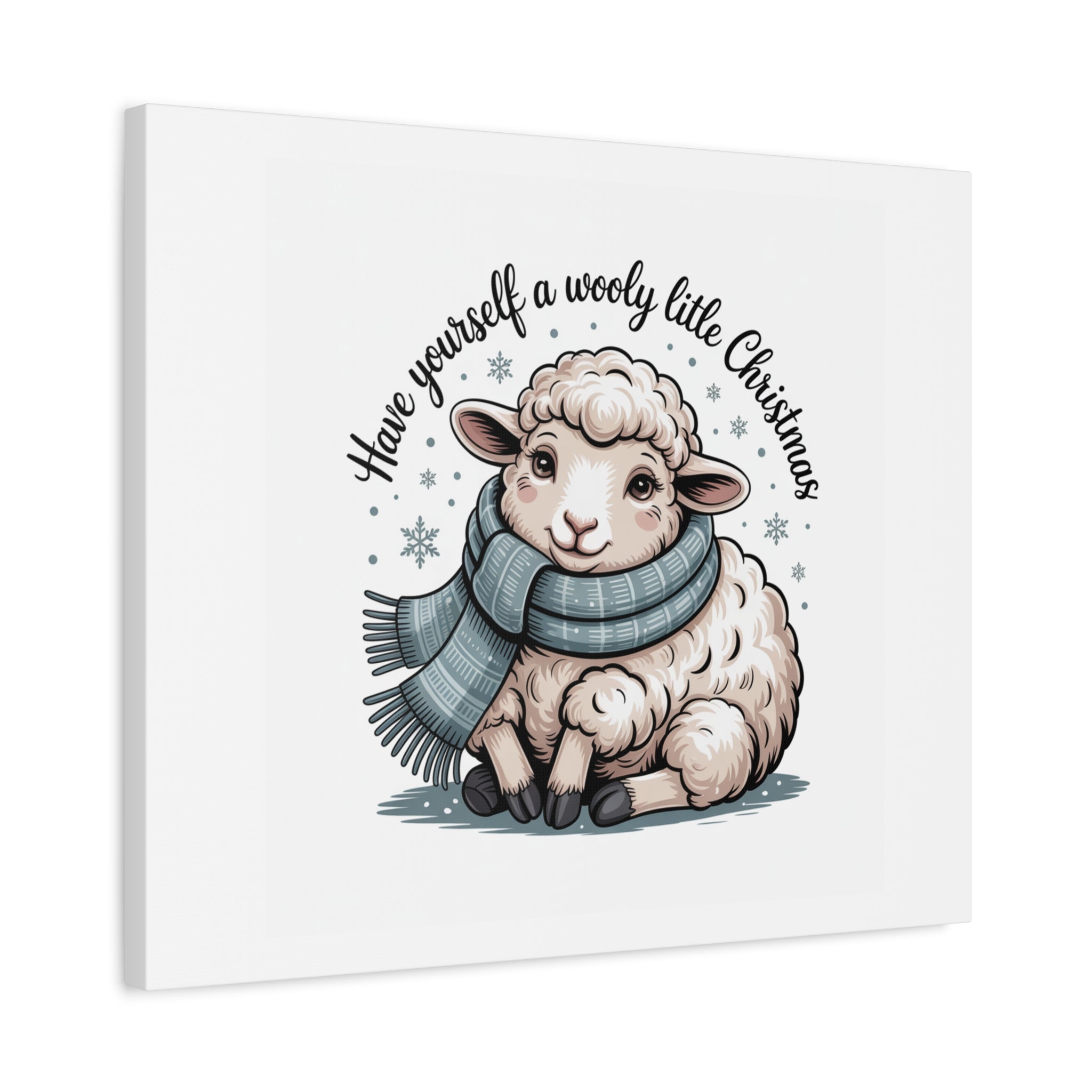 woolly little Christmas sheep Canvas | cozy animal winter print