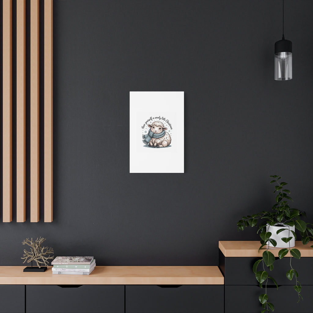 woolly little Christmas sheep Canvas | cozy animal winter print