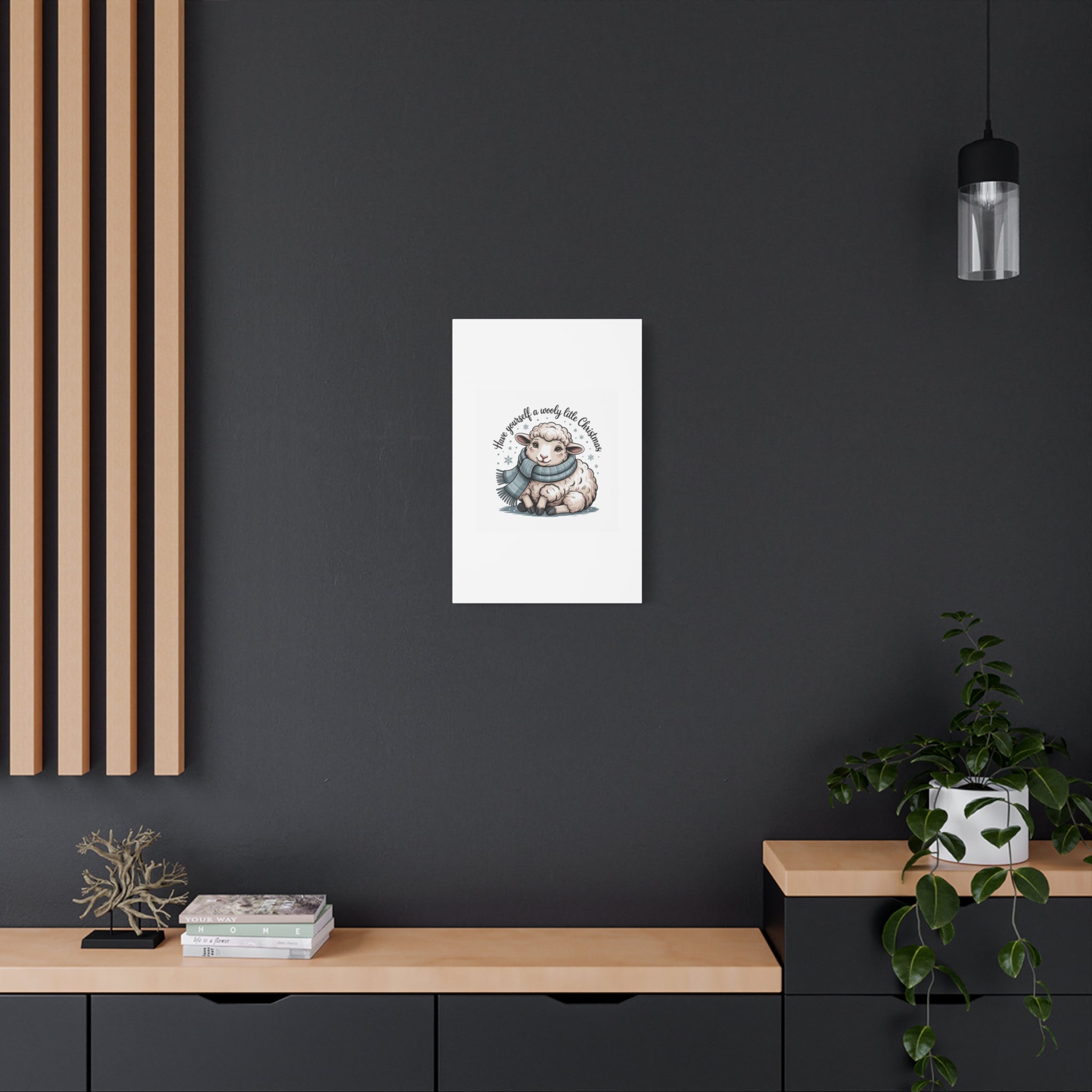 woolly little Christmas sheep Canvas | cozy animal winter print