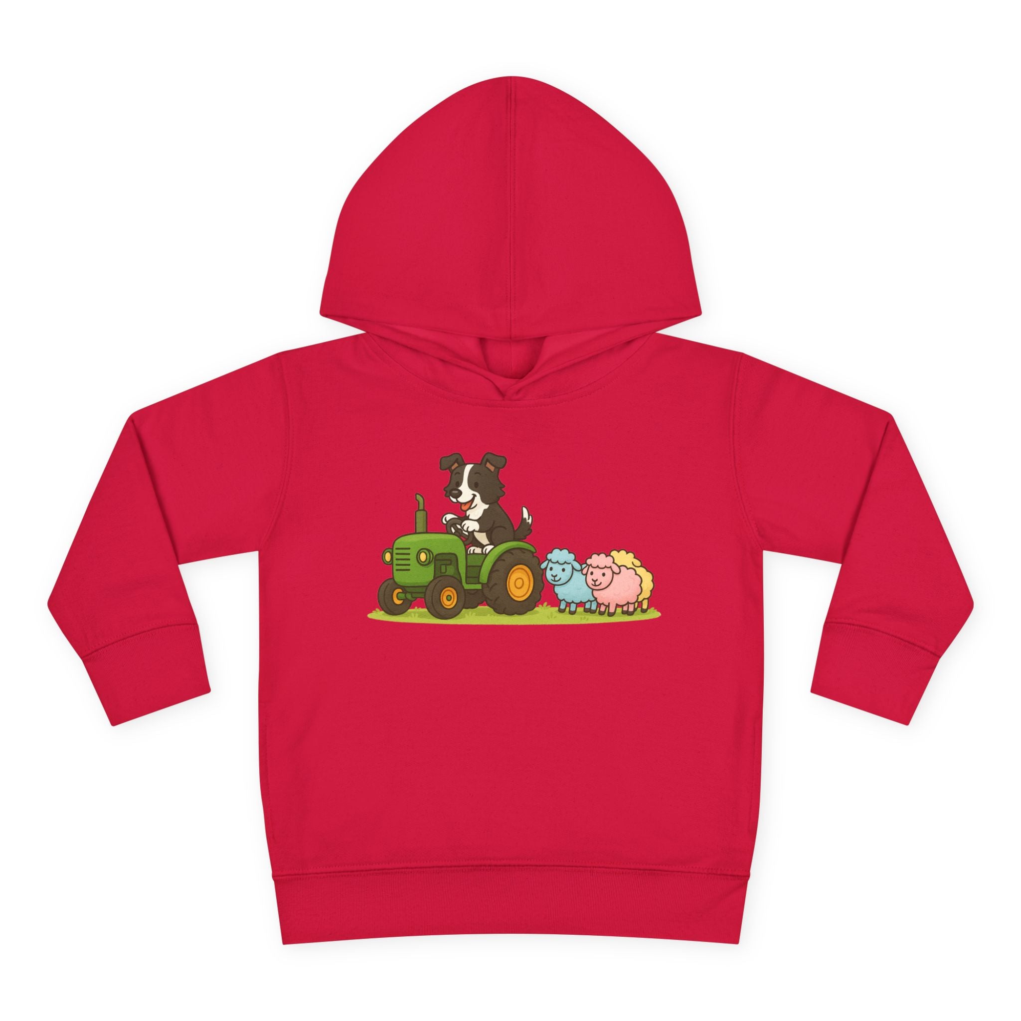 Toddler Hoodie — Cute Farm Tractor with Puppy & Sheep Kids Pullover