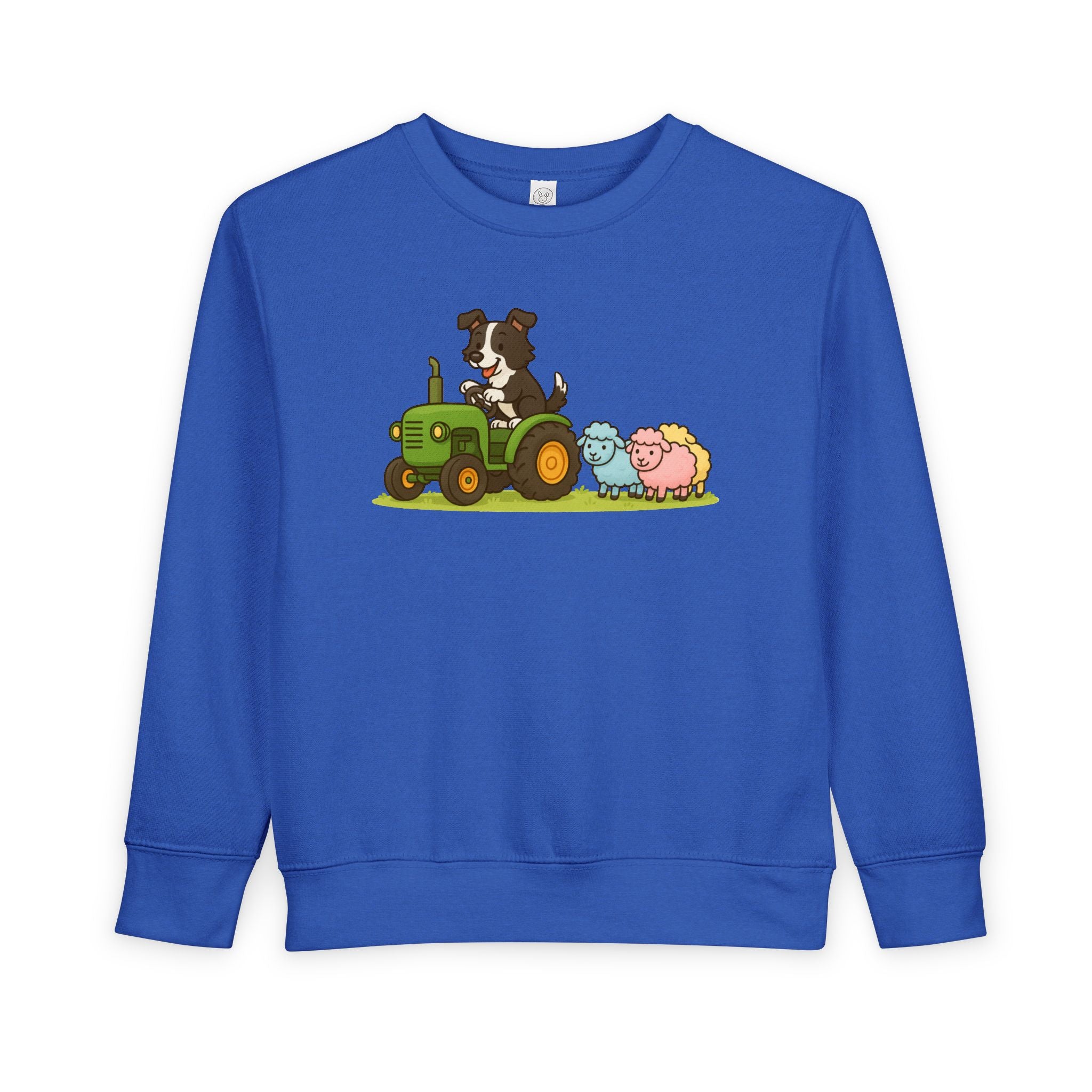 Toddler Sweatshirt — Cute Farm Tractor Crewneck with Puppy & Sheep Graphic