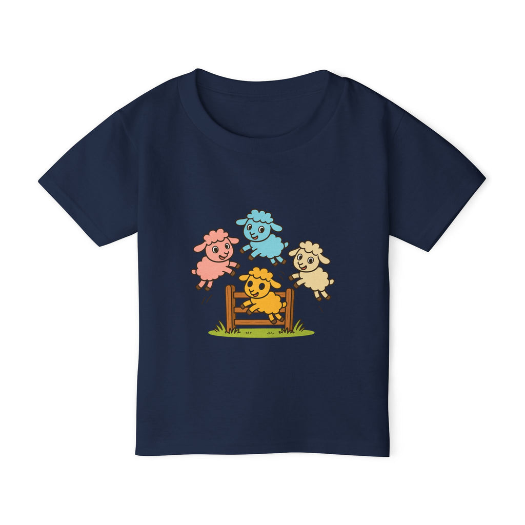Toddler T-Shirt — Colorful Jumping Sheep Kids Tee (JC Shearing Logo on Back)