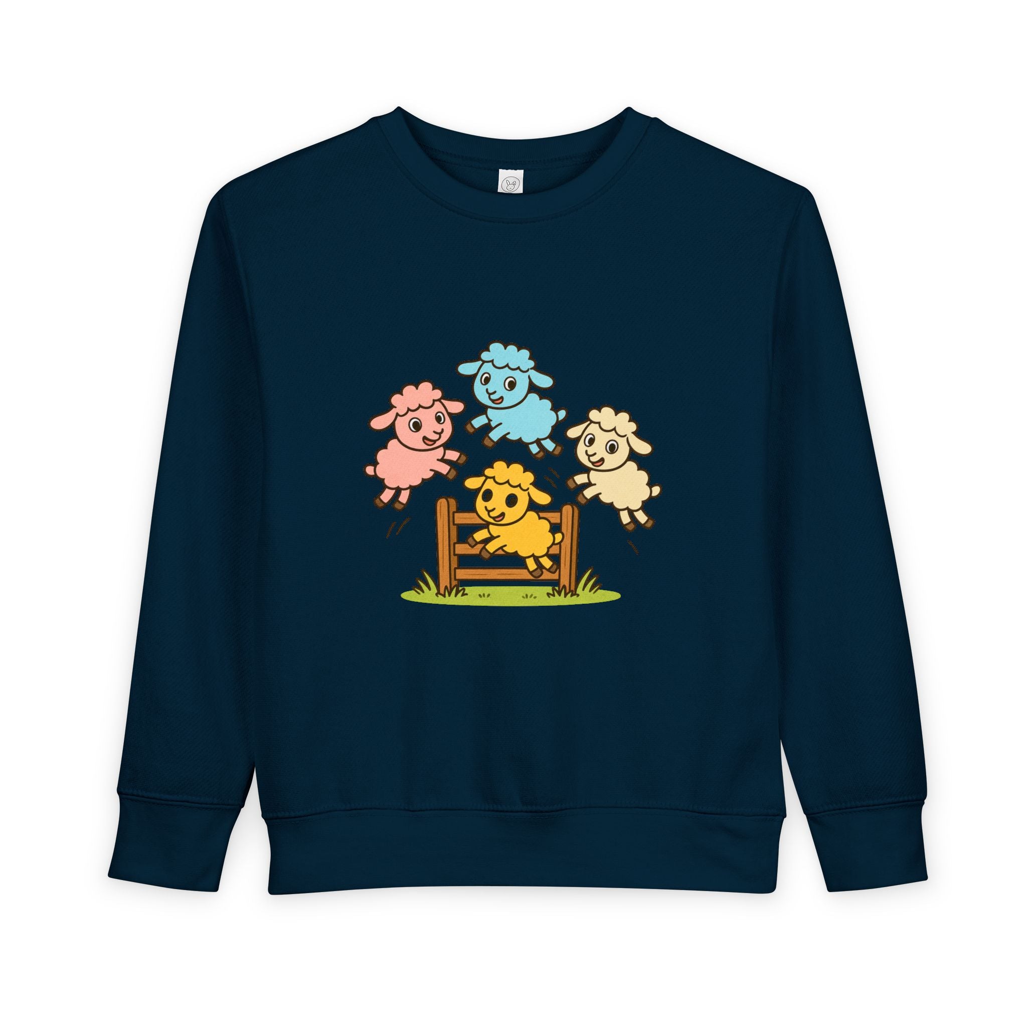 Cute Jumping Sheep Toddler Sweatshirt — Colorful Farm Animal Kids Pullover