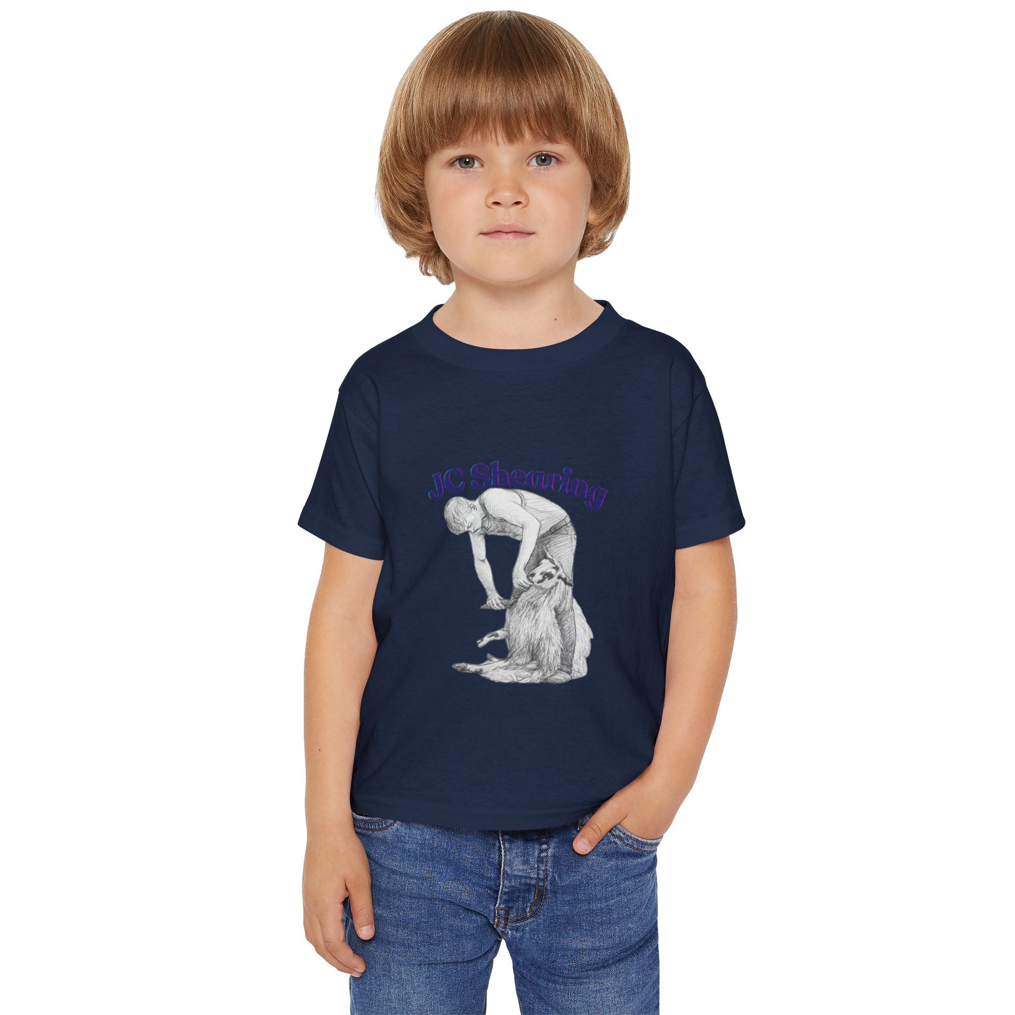 Toddler T‑Shirt — 'JC Shearing' Vintage Sheep Shearing Illustration Kids Tee