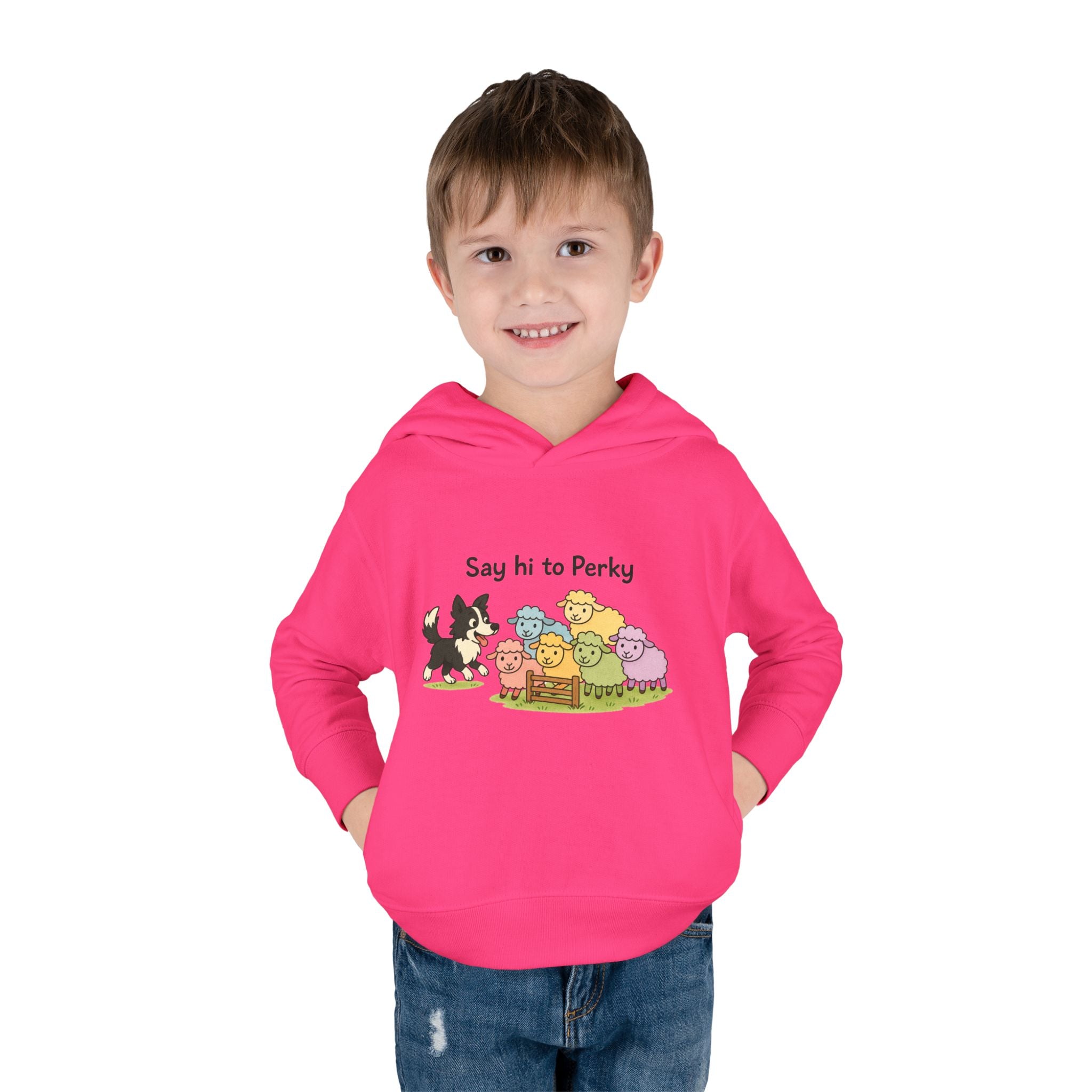 Toddler Hoodie - "Say Hi to Perky" Cute Farm Animal Pullover for Kids