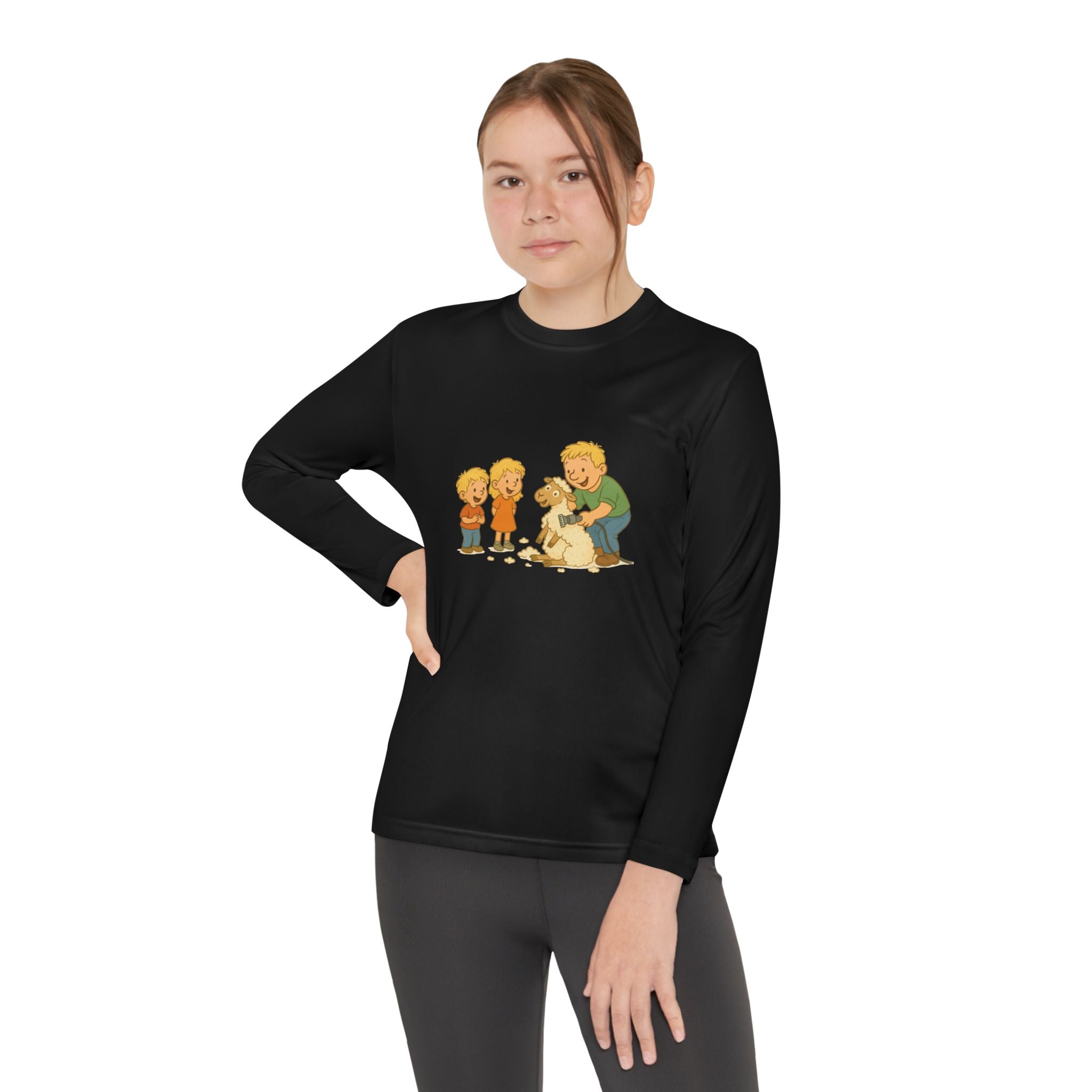 Youth Long Sleeve Tee – Kids & Dad Dog Rescue Illustration