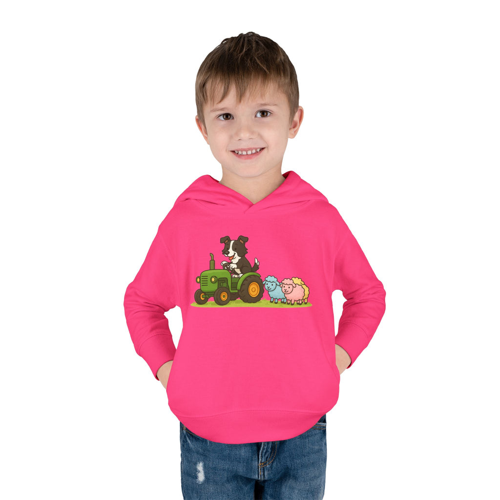 Toddler Hoodie — Cute Farm Tractor with Puppy & Sheep Kids Pullover