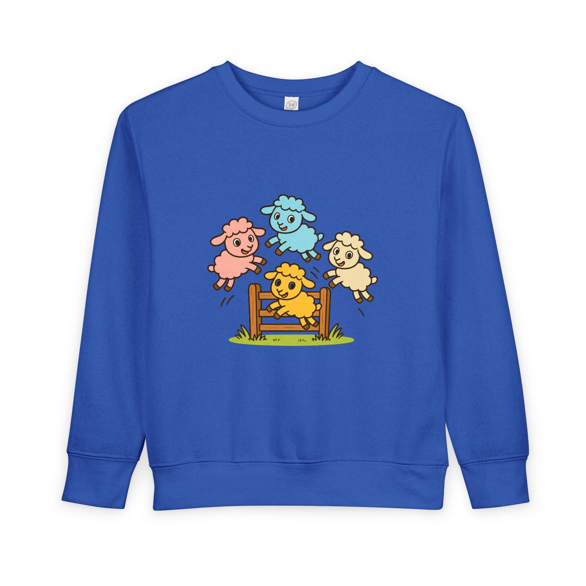 Cute Jumping Sheep Toddler Sweatshirt — Colorful Farm Animal Kids Pullover
