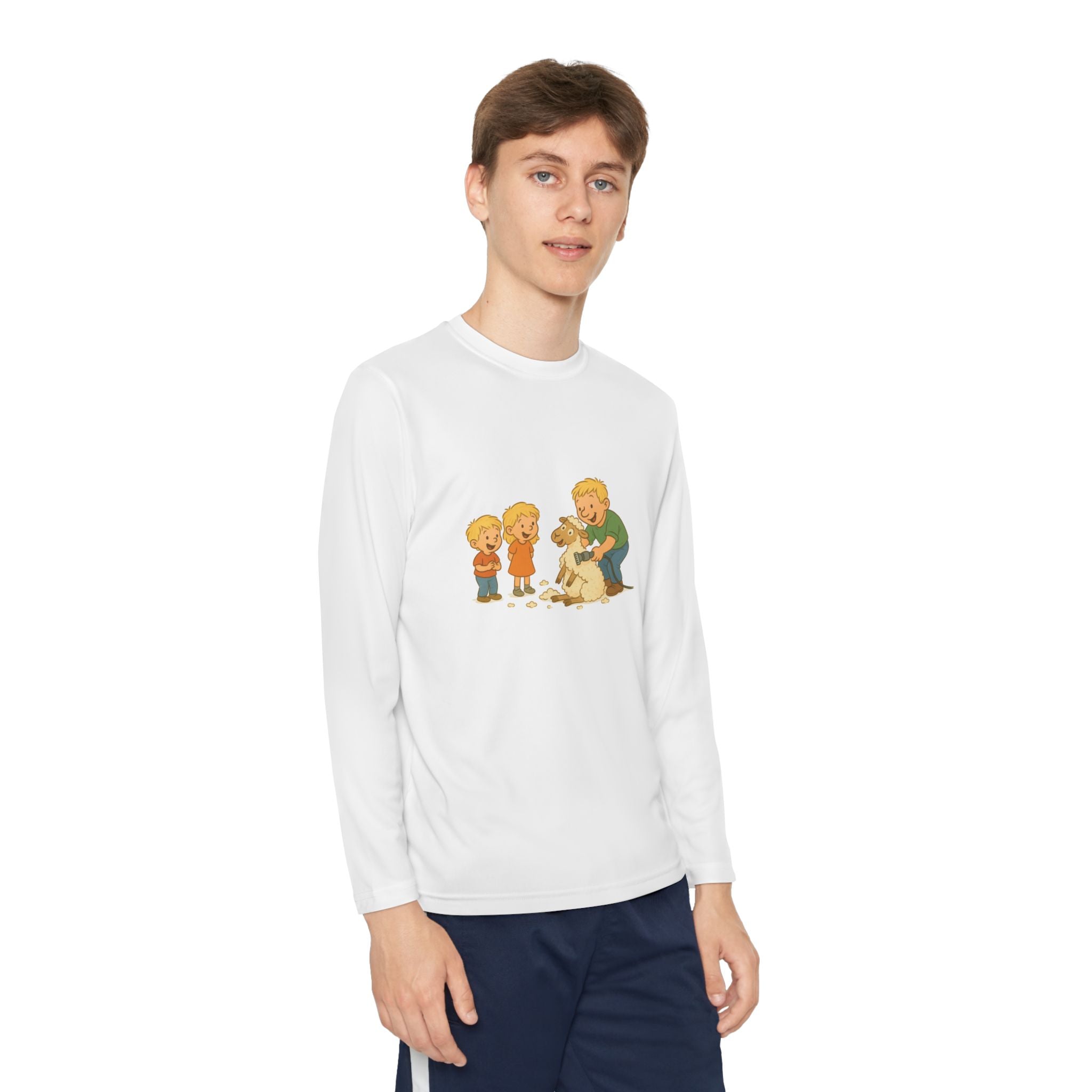 Youth Long Sleeve Tee – Kids & Dad Dog Rescue Illustration