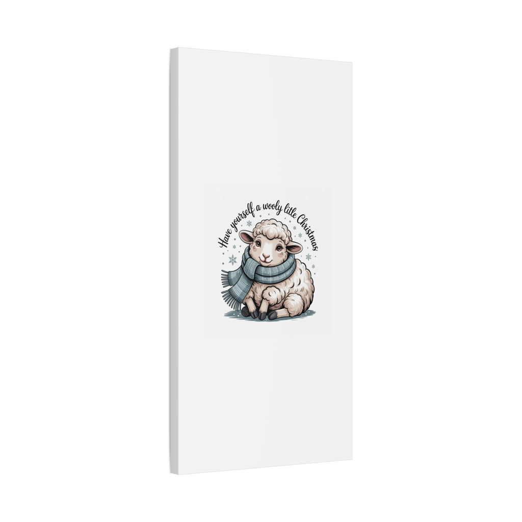 woolly little Christmas sheep Canvas | cozy animal winter print