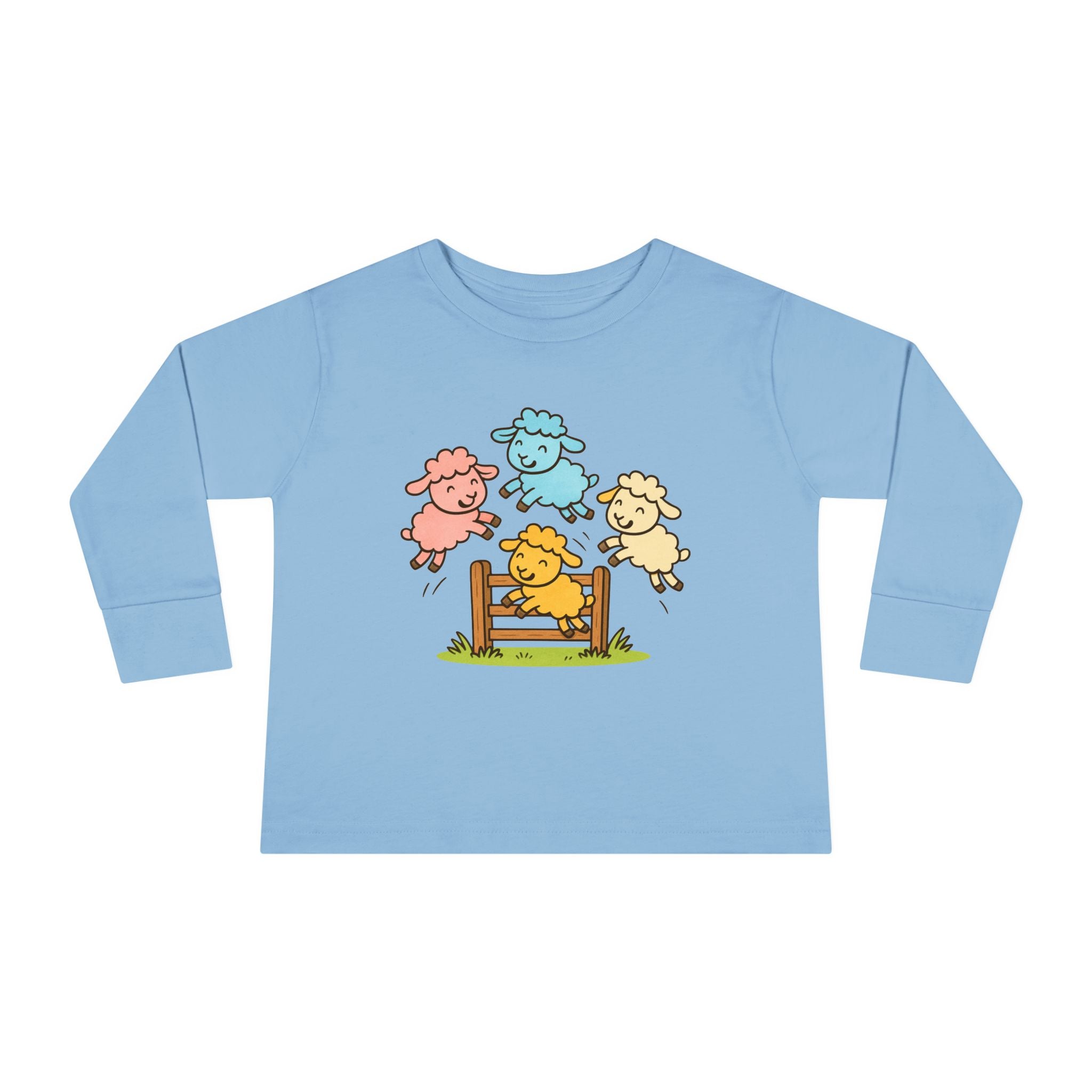 Toddler Long Sleeve Tee — Colorful Jumping Sheep Kids Shirt