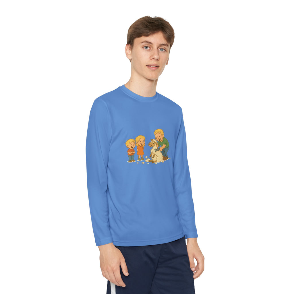 Youth Long Sleeve Tee – Kids & Dad Dog Rescue Illustration