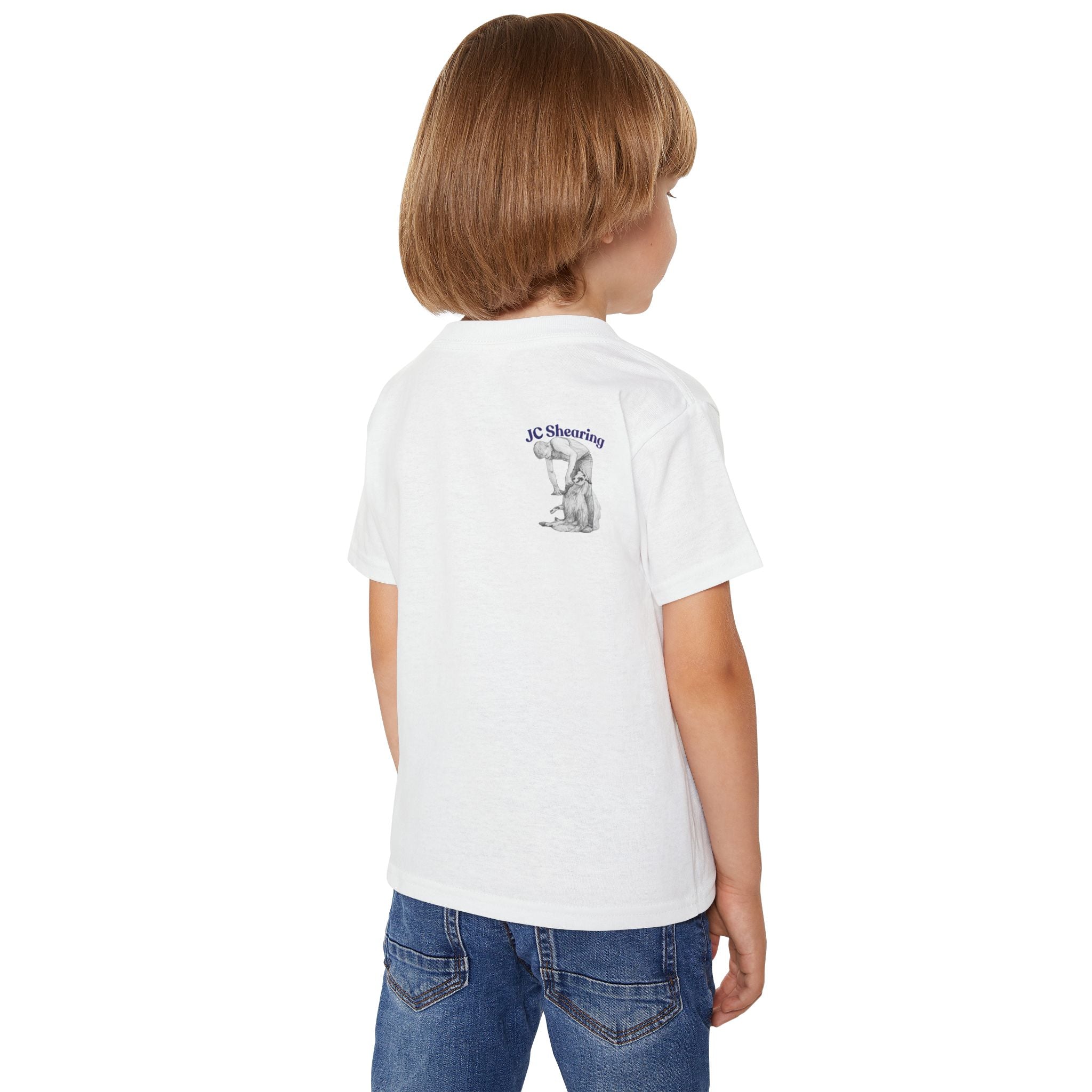 Toddler T-Shirt — Cartoon Farm Tractor with Border Collie & Sheep Friends