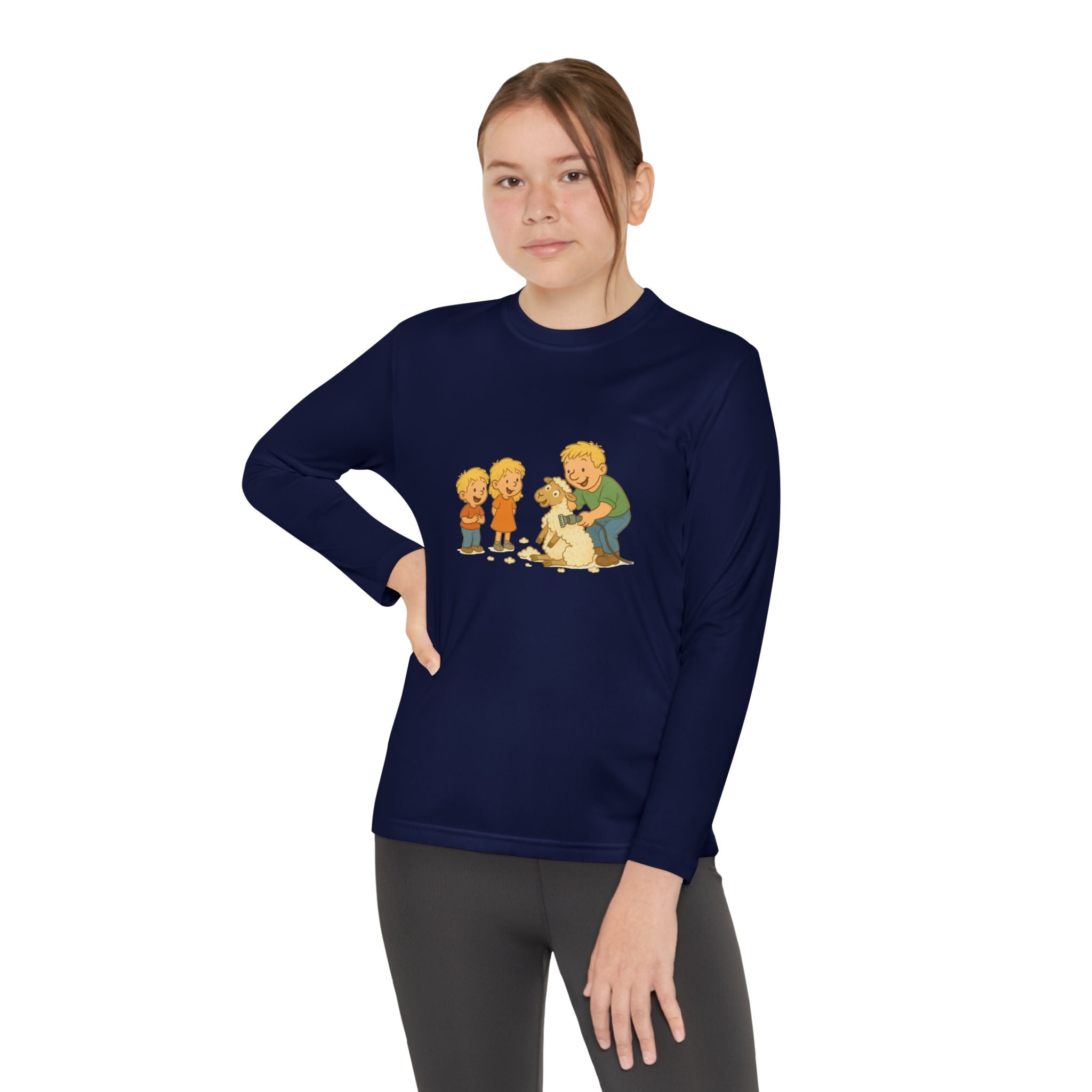 Youth Long Sleeve Tee – Kids & Dad Dog Rescue Illustration