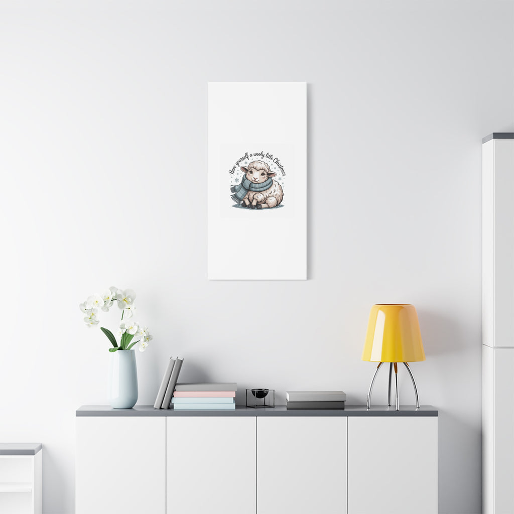 woolly little Christmas sheep Canvas | cozy animal winter print