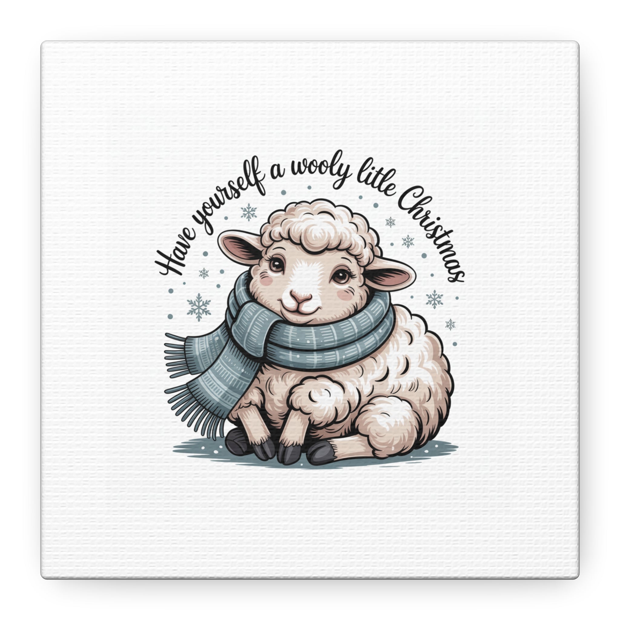 woolly little Christmas sheep Canvas | cozy animal winter print