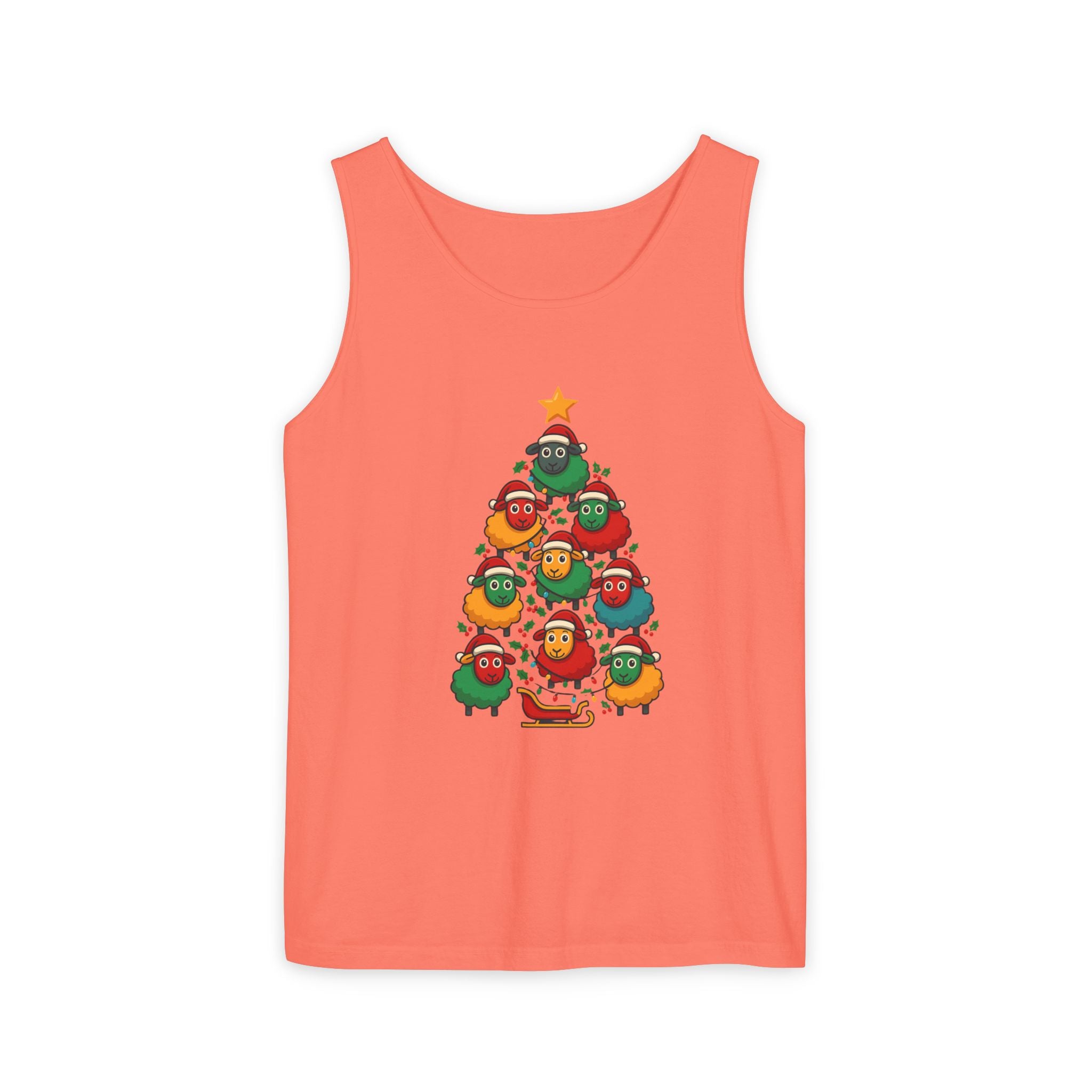 Christmas Sheep Tree Tank Top – Cute Holiday Chick Ornament Design