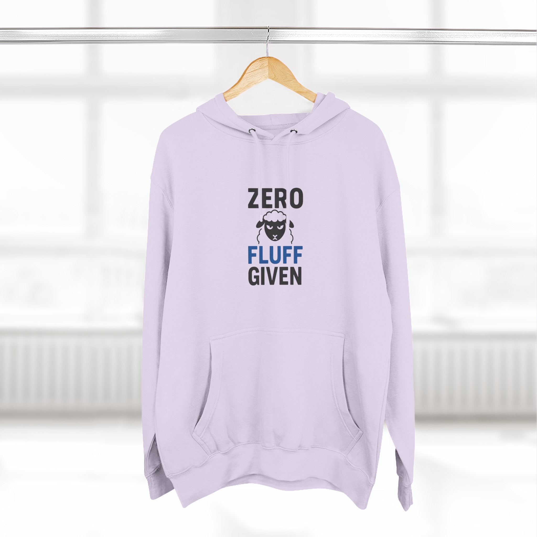 Hoodie — "Zero Fluff Given" Funny Skiing Pullover
