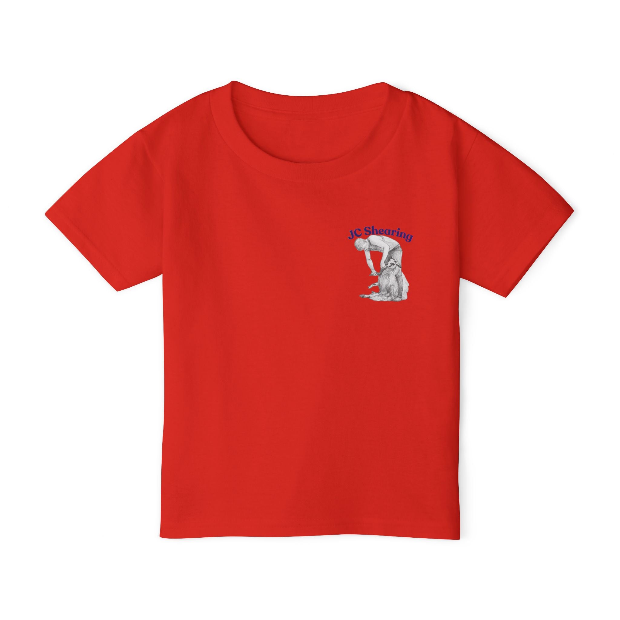 Toddler T-Shirt — Cute Sheep & Dog Cartoon with 'What kind of cars do sheep drive? Lamborghinis!' Back Print