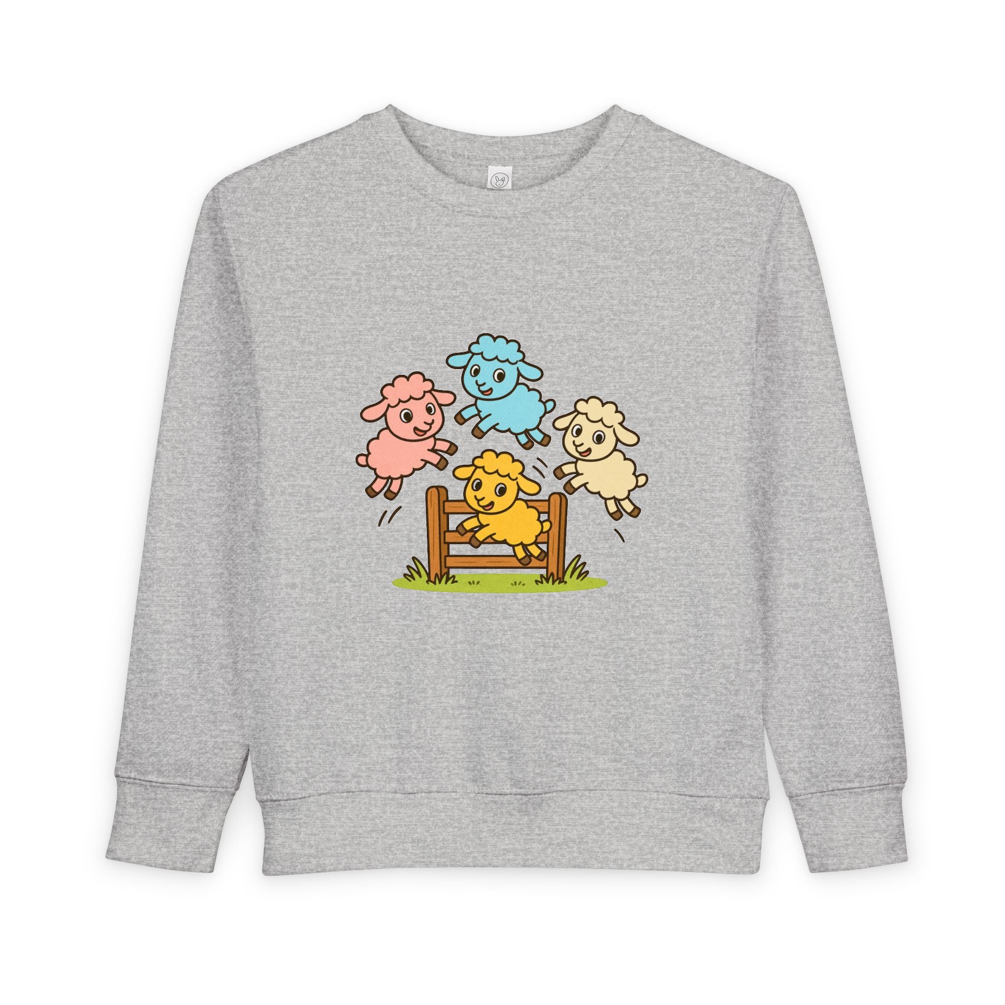 Cute Jumping Sheep Toddler Sweatshirt — Colorful Farm Animal Kids Pullover