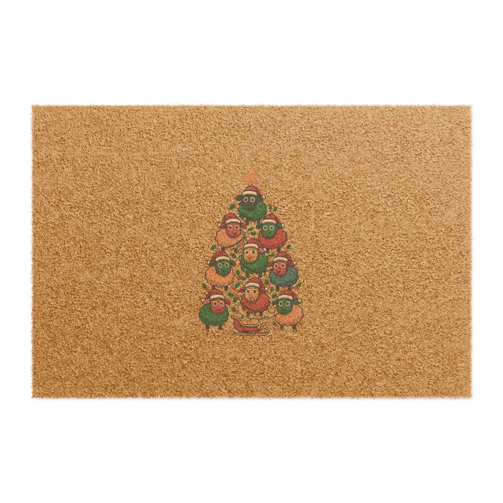 Christmas Sheep Tree Doormat — Festive Holiday Welcome Mat