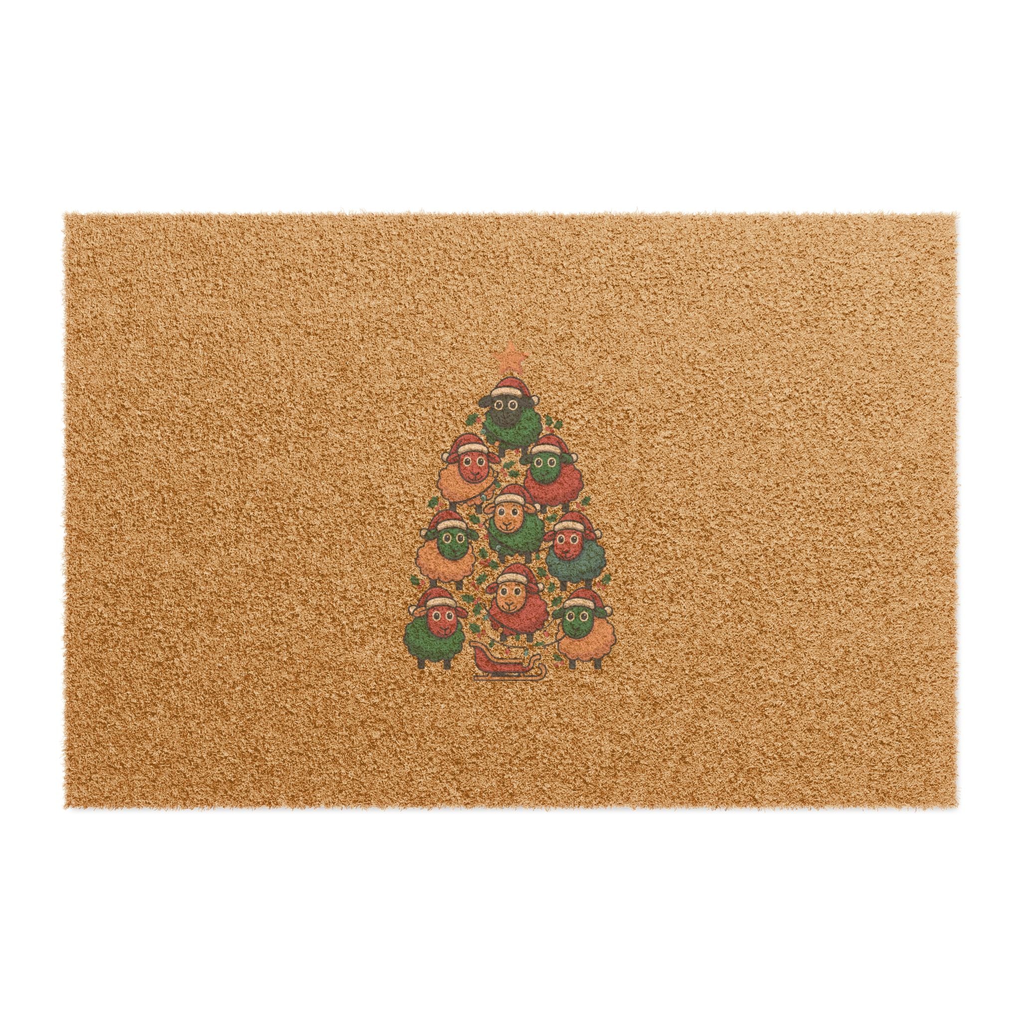 Christmas Sheep Tree Doormat — Festive Holiday Welcome Mat