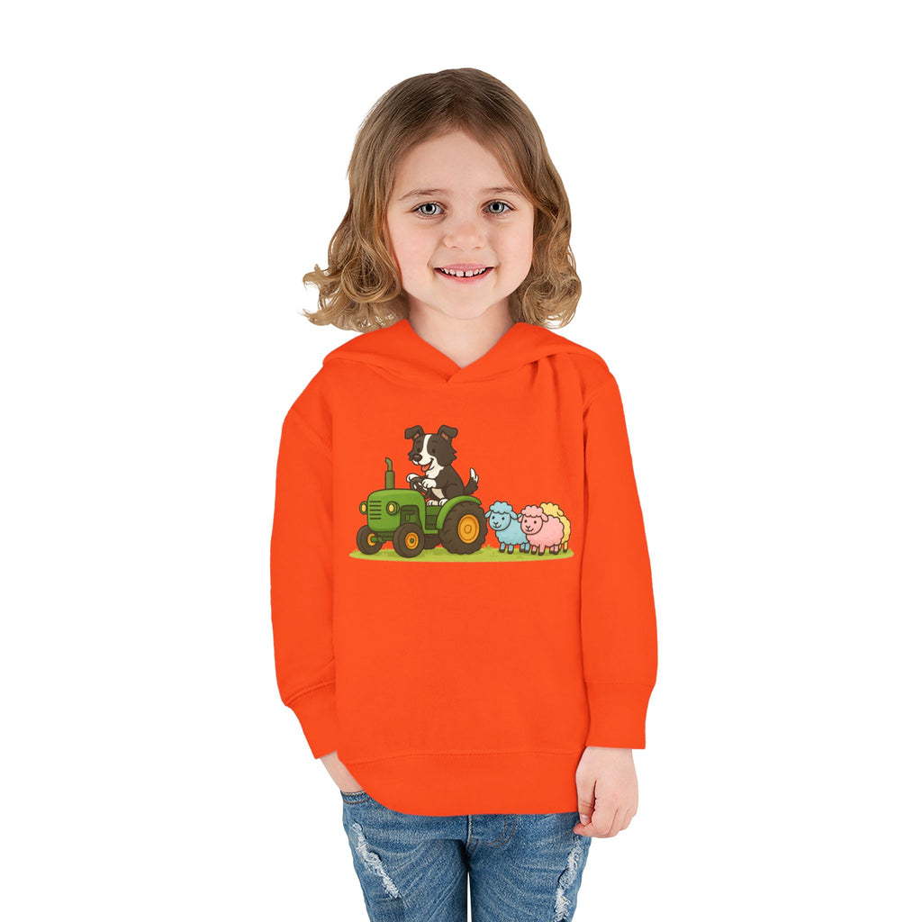 Toddler Hoodie — Cute Farm Tractor with Puppy & Sheep Kids Pullover