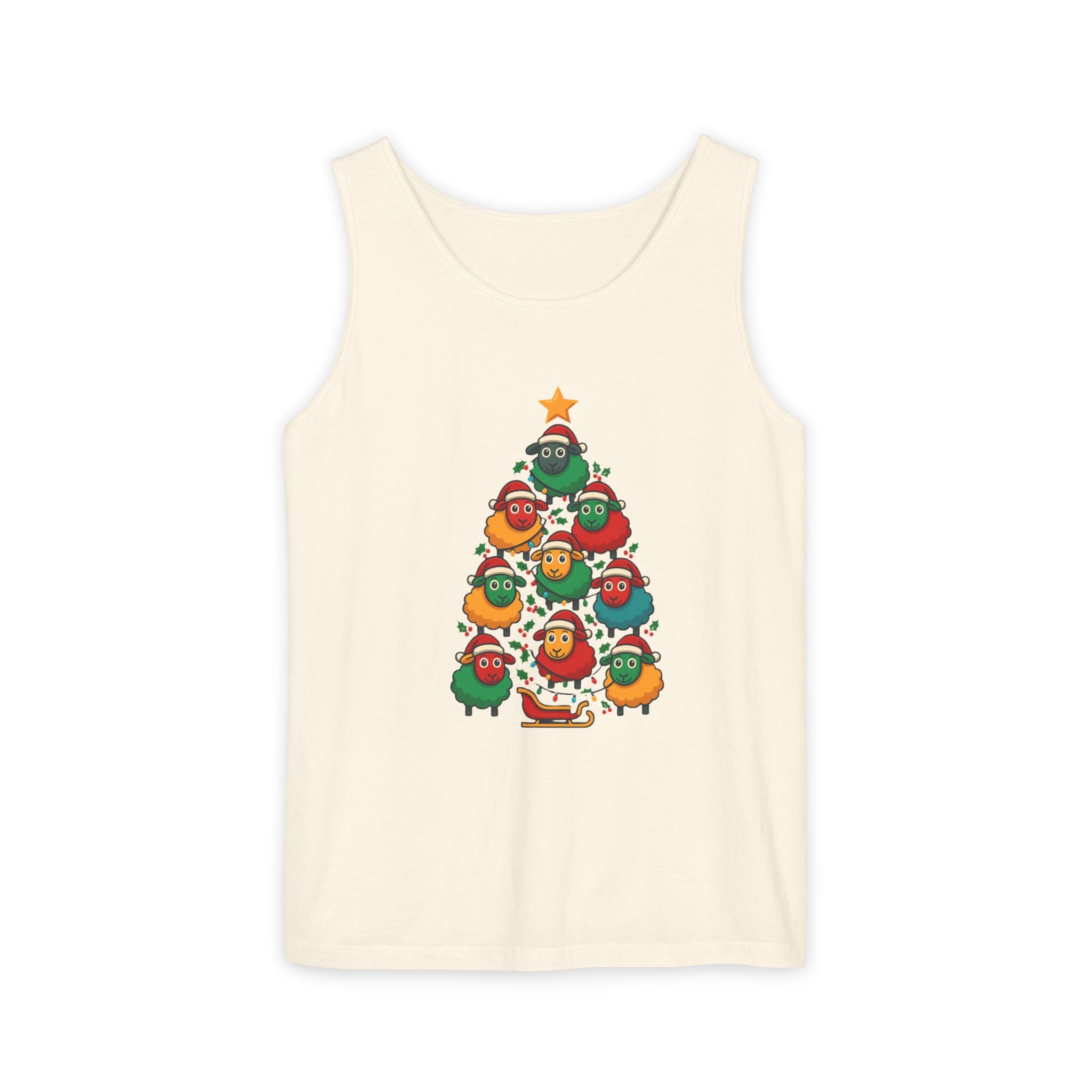 Christmas Sheep Tree Tank Top – Cute Holiday Chick Ornament Design
