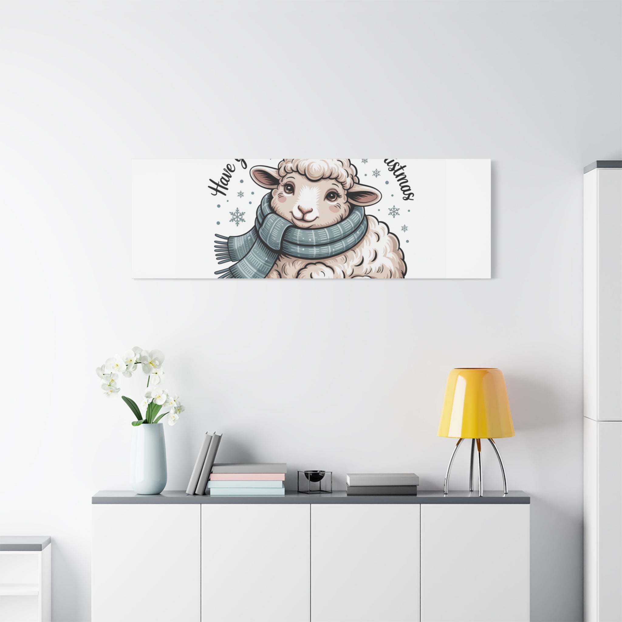 woolly little Christmas sheep Canvas | cozy animal winter print