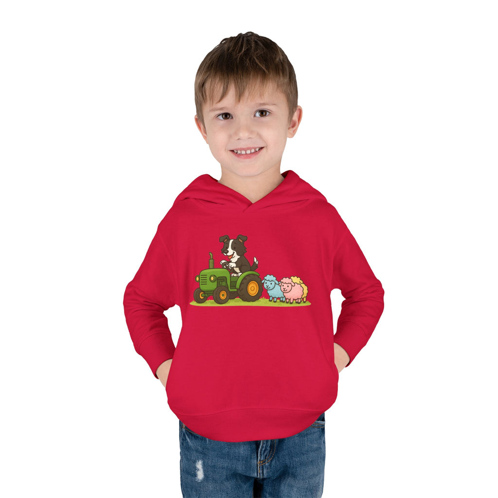 Toddler Hoodie — Cute Farm Tractor with Puppy & Sheep Kids Pullover