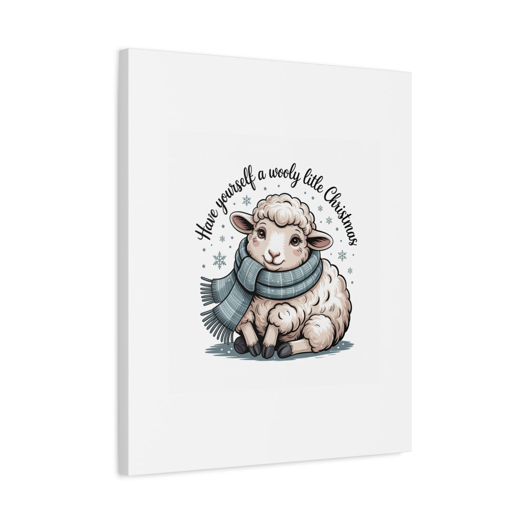 woolly little Christmas sheep Canvas | cozy animal winter print