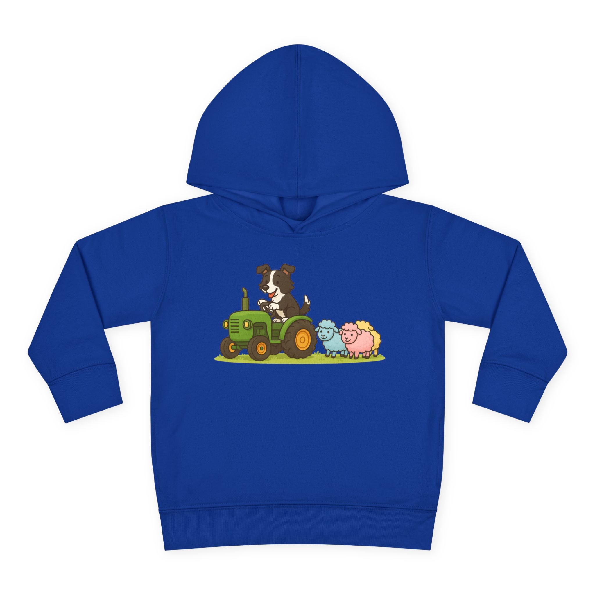 Toddler Hoodie — Cute Farm Tractor with Puppy & Sheep Kids Pullover