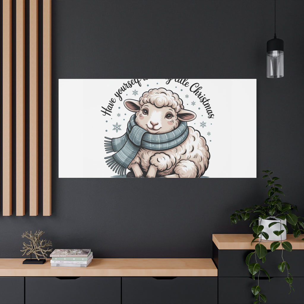 woolly little Christmas sheep Canvas | cozy animal winter print