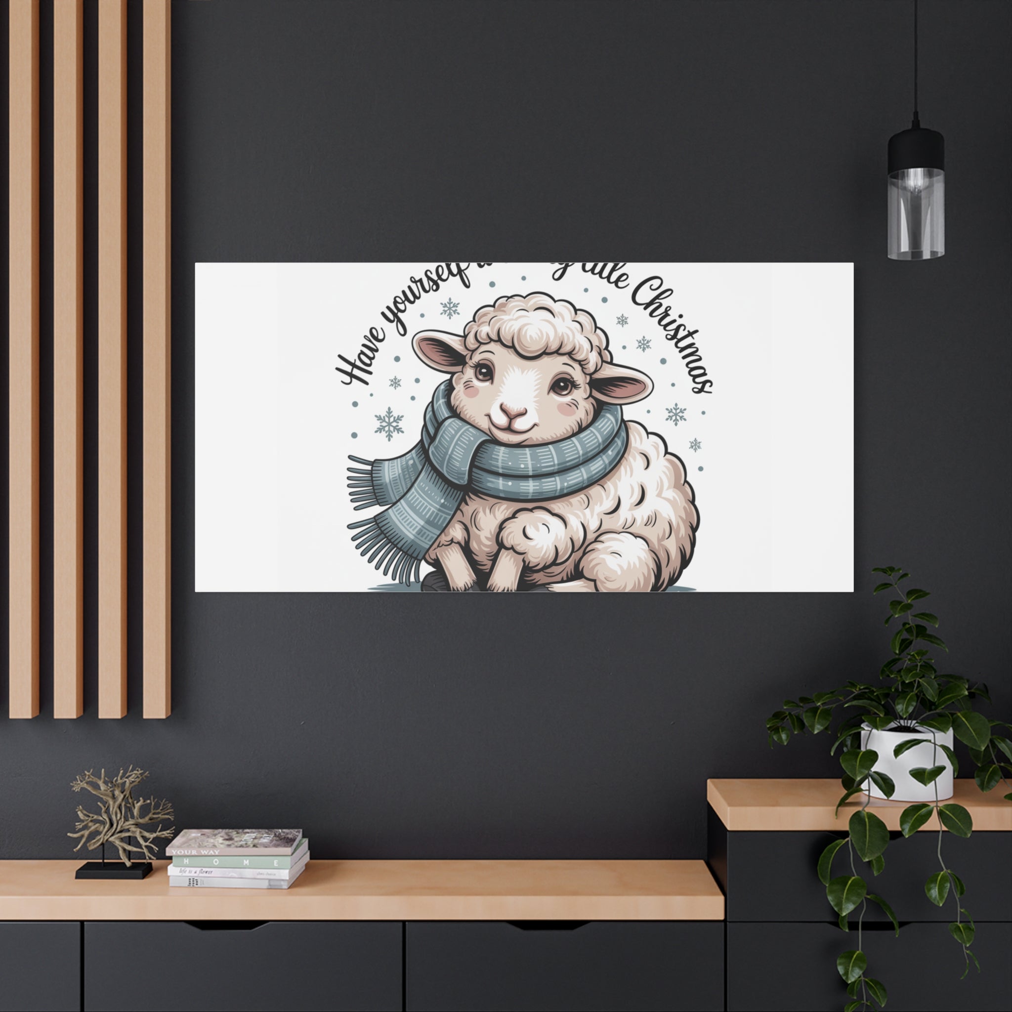 woolly little Christmas sheep Canvas | cozy animal winter print