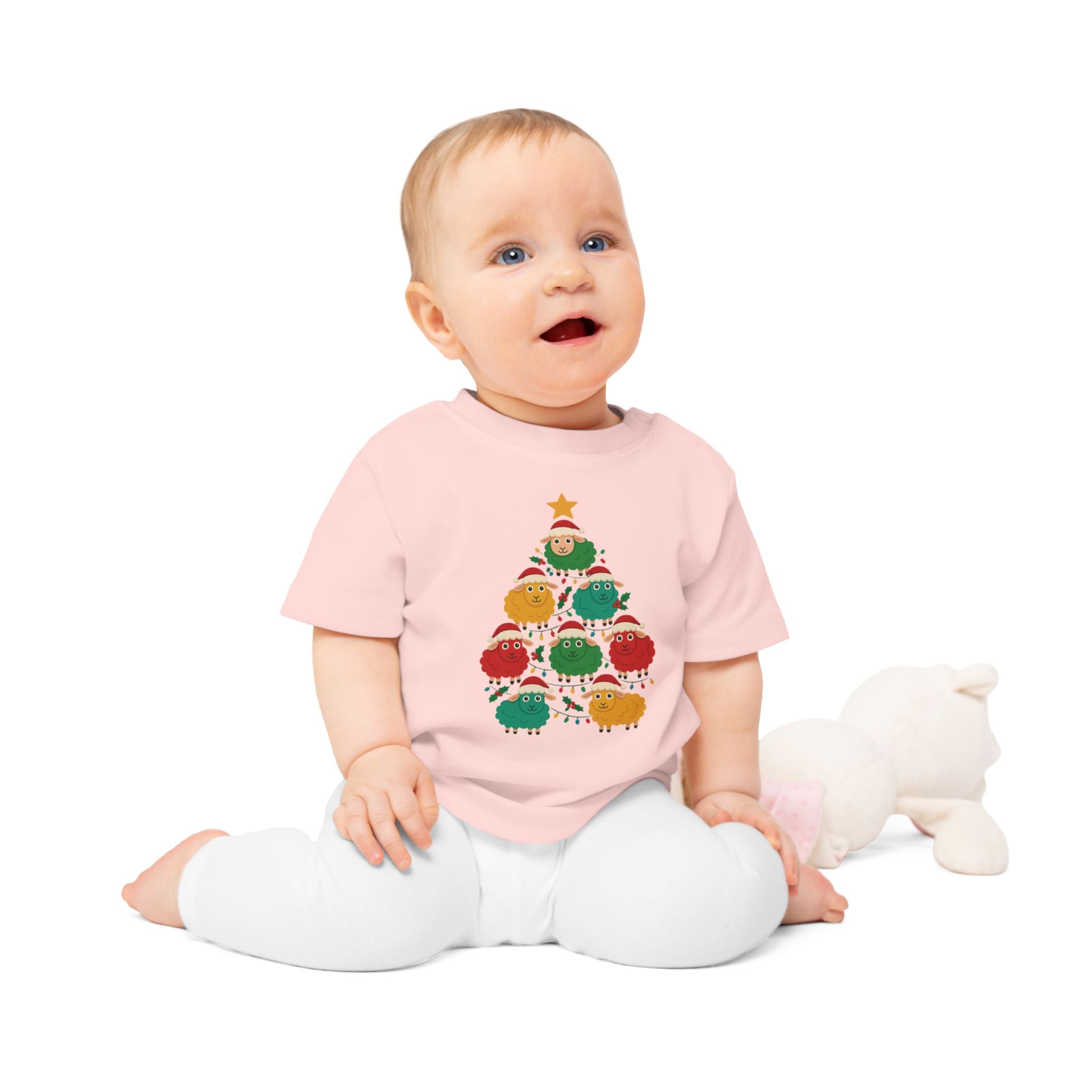 Christmas Sheep Tree Baby T-Shirt – Cute Holiday Infant Tee
