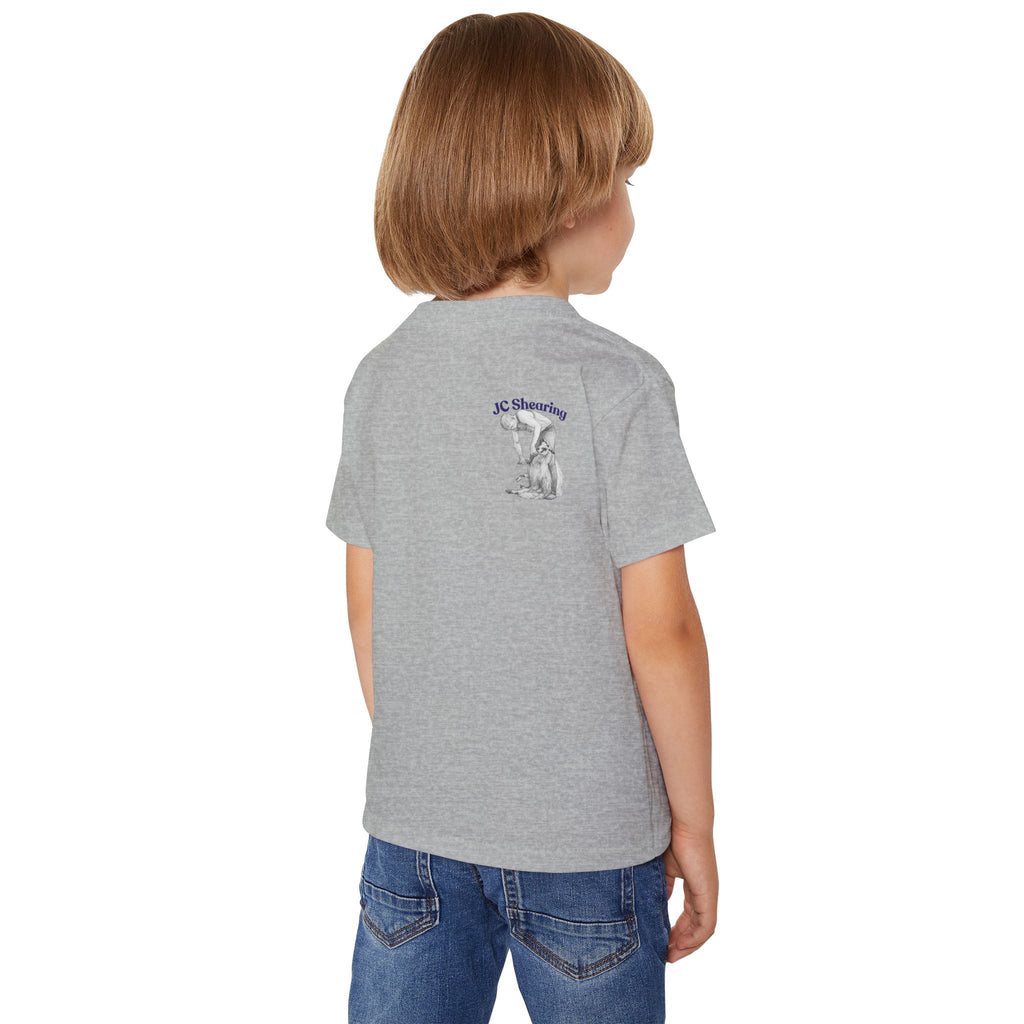 Toddler T-Shirt — Cartoon Farm Tractor with Border Collie & Sheep Friends