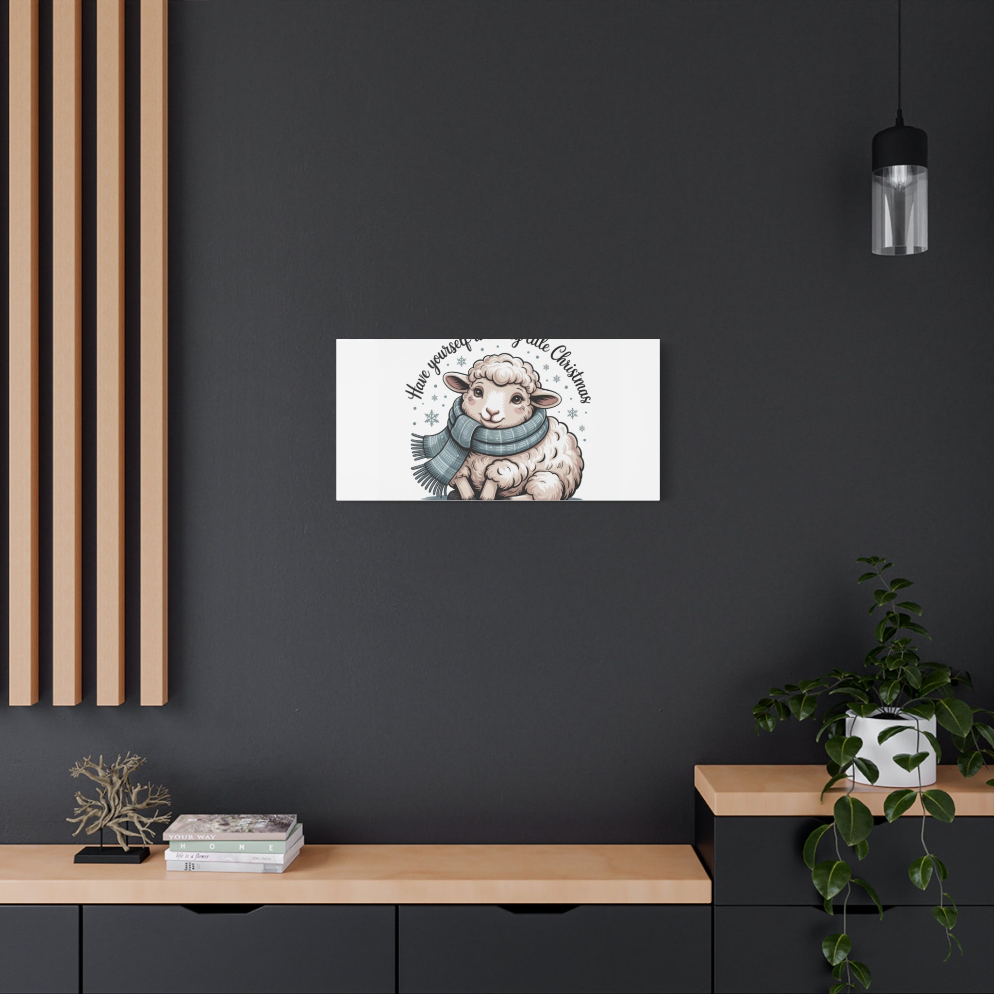 woolly little Christmas sheep Canvas | cozy animal winter print