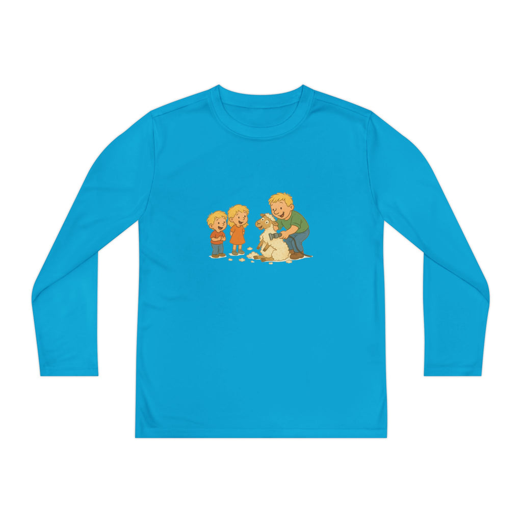 Youth Long Sleeve Tee – Kids & Dad Dog Rescue Illustration