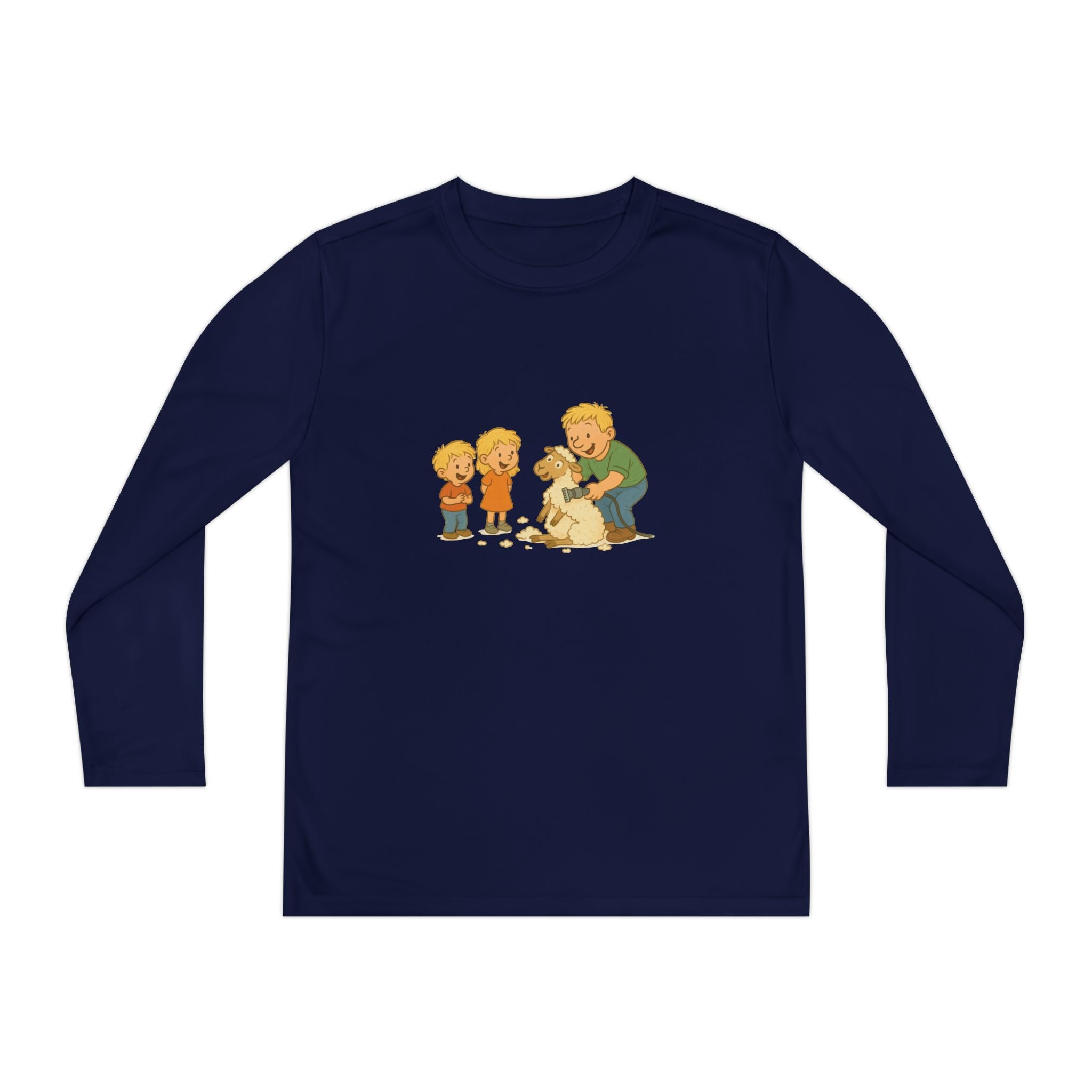 Youth Long Sleeve Tee – Kids & Dad Dog Rescue Illustration
