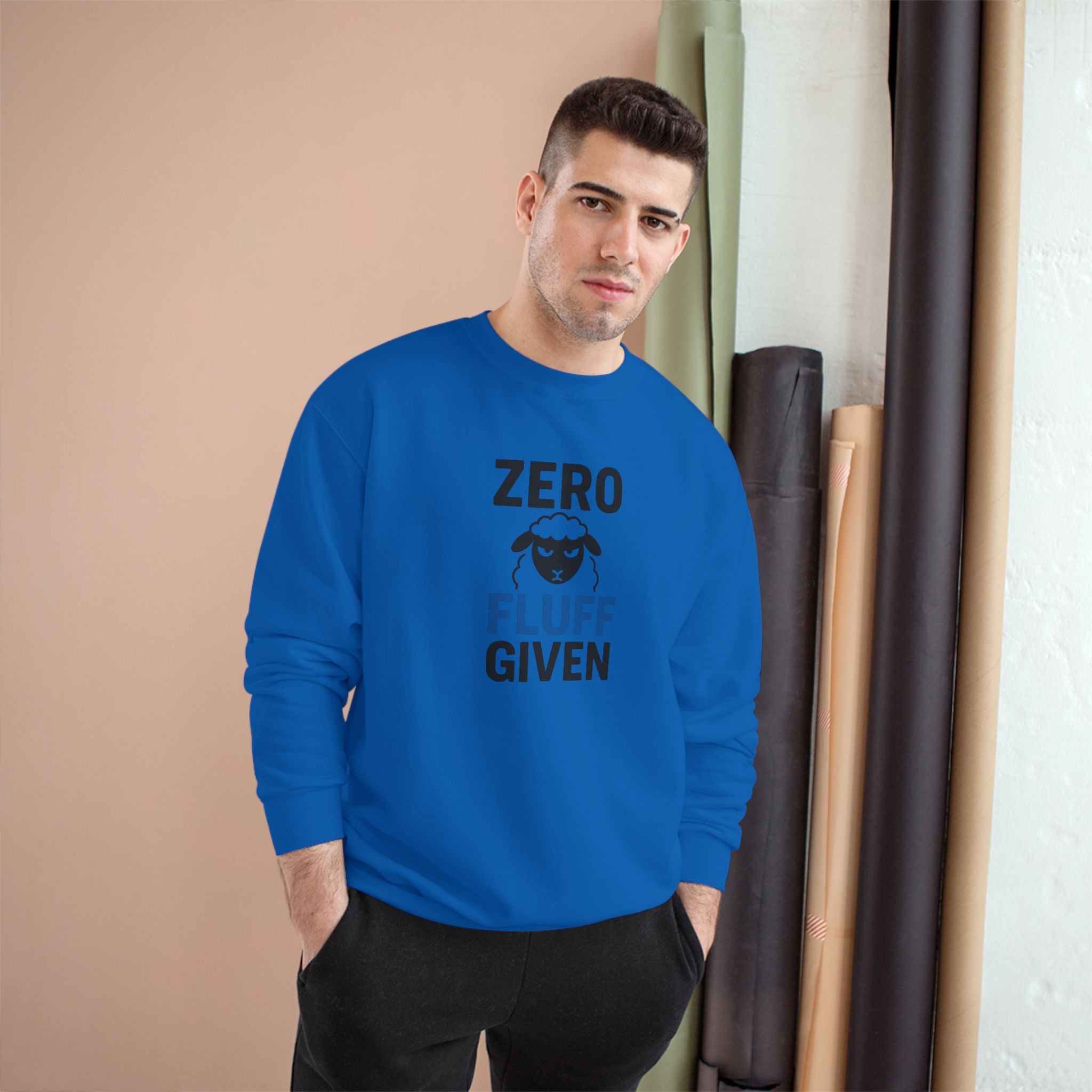 Zero Fluff Given Sweatshirt — Funny Sheep Graphic Crewneck