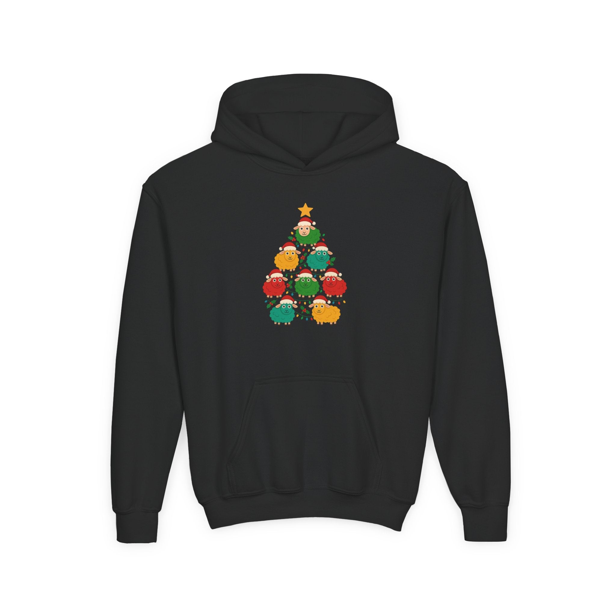 Kids Christmas Sheep Tree Hoodie — Cute Holiday Youth Sweatshirt