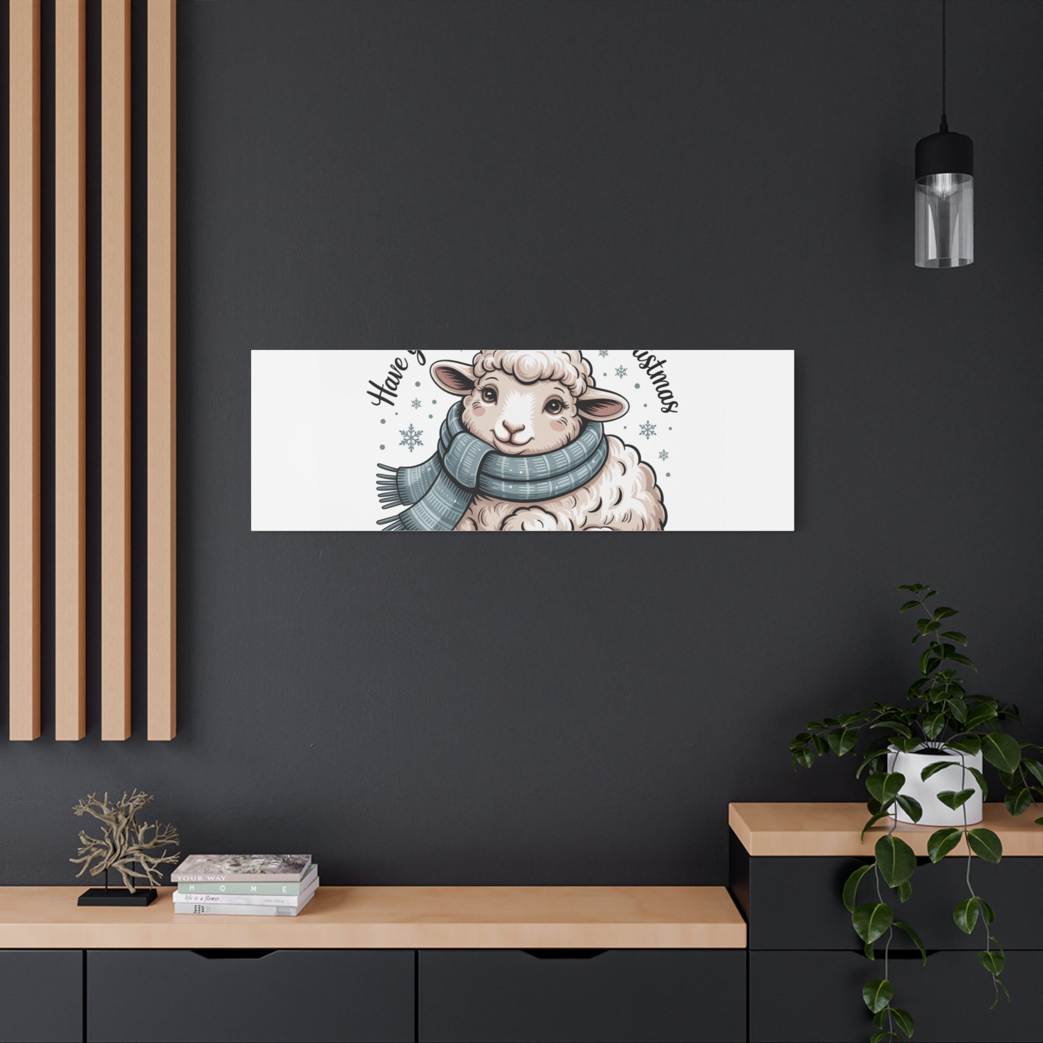 woolly little Christmas sheep Canvas | cozy animal winter print