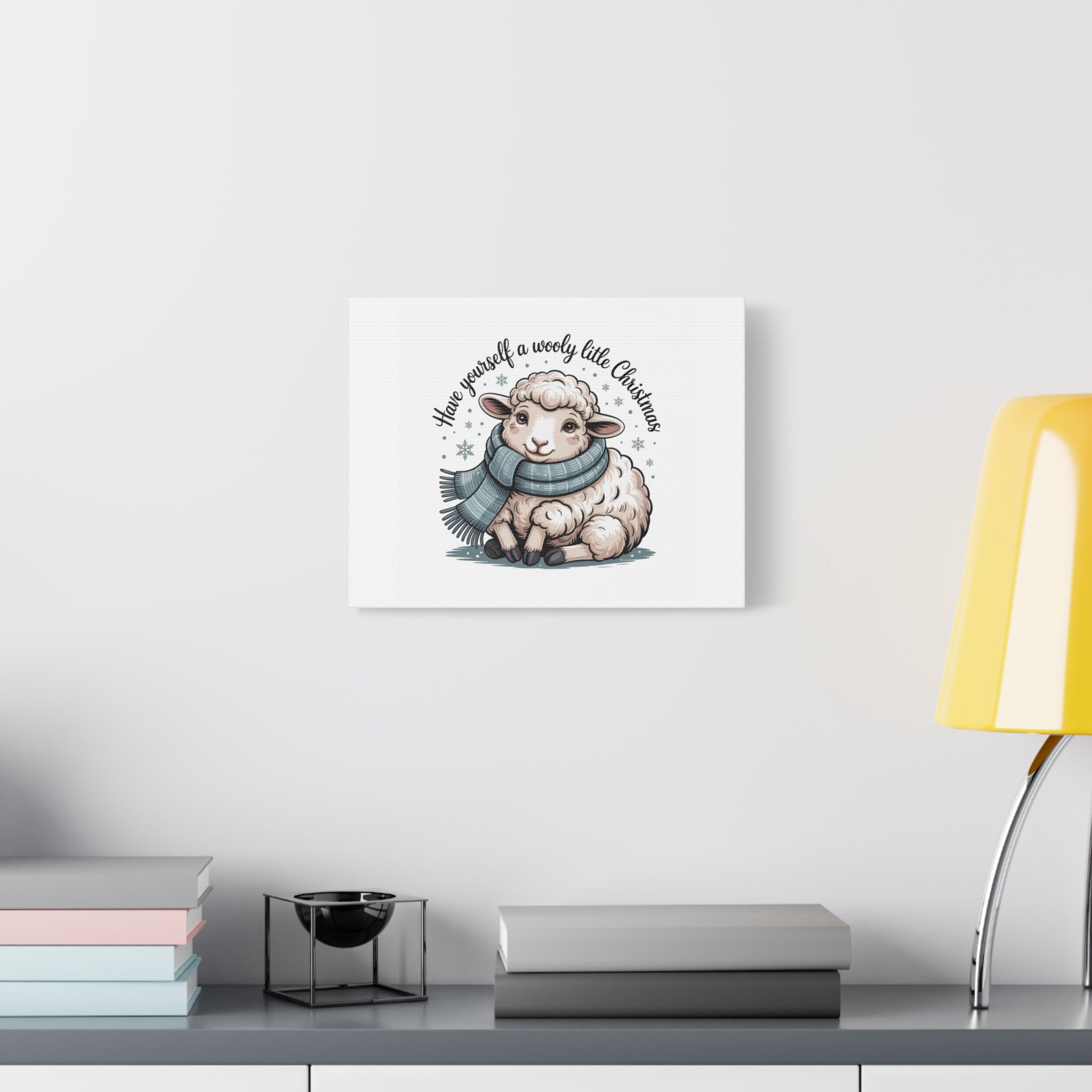 woolly little Christmas sheep Canvas | cozy animal winter print